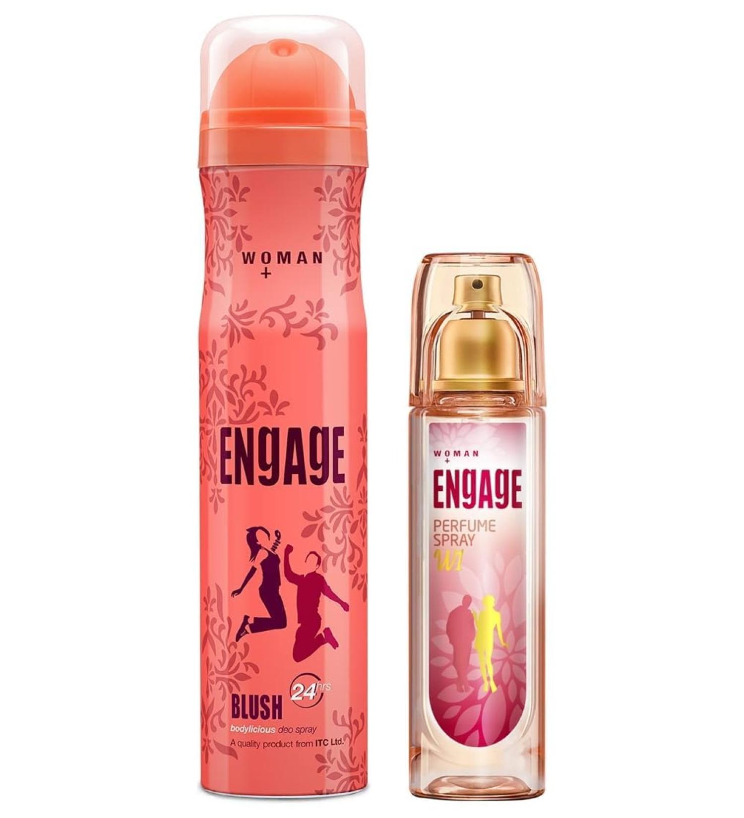 Enga.gee W1 Perfume Spray For Women 120ml & Blush Bodylicious Deo Spray For Women 150ml/100g - Multiple - Buy Online on GoSupps.com
