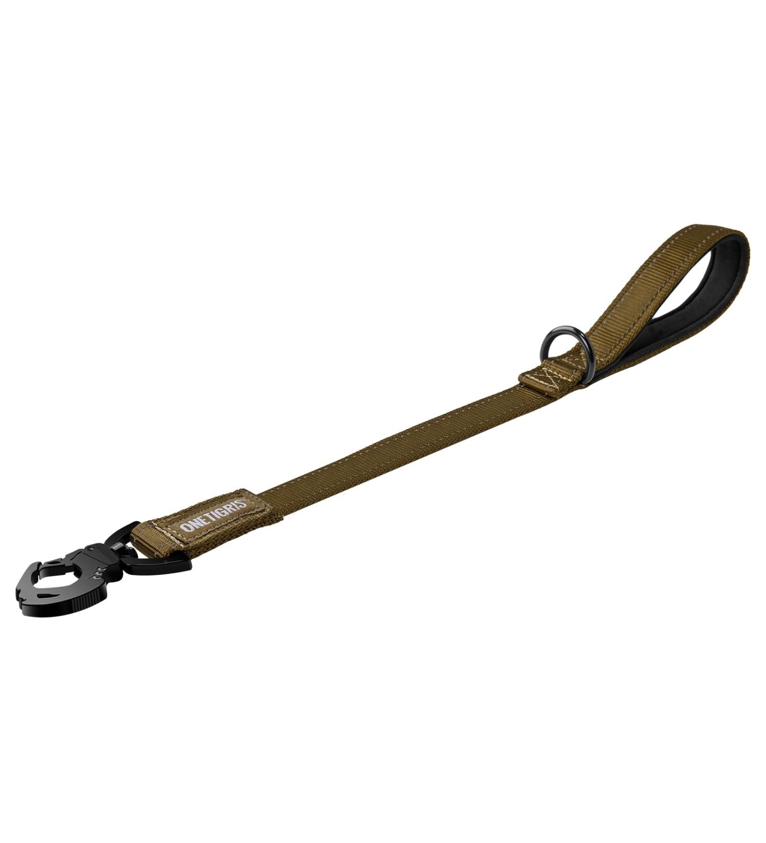 Oneigris Bolt Short Dog Leash 52cm - Reflective Nylon Tiger Tooth Clip Soft Upholstery for Medium & Large Dogs - Durable & Stylish Brown - Buy Online on GoSupps.com