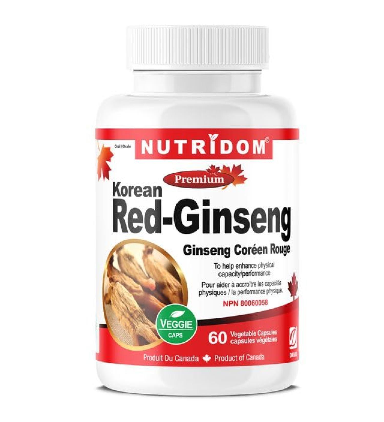 Nutridom Korean Red Ginseng Panax Giseng Root Extract Supplement 8% Ginsenoside 500mg per Capsule Non-GMO Gluten-free Soy-free Dairy-free (60 Count) - Buy Online on GoSupps.com