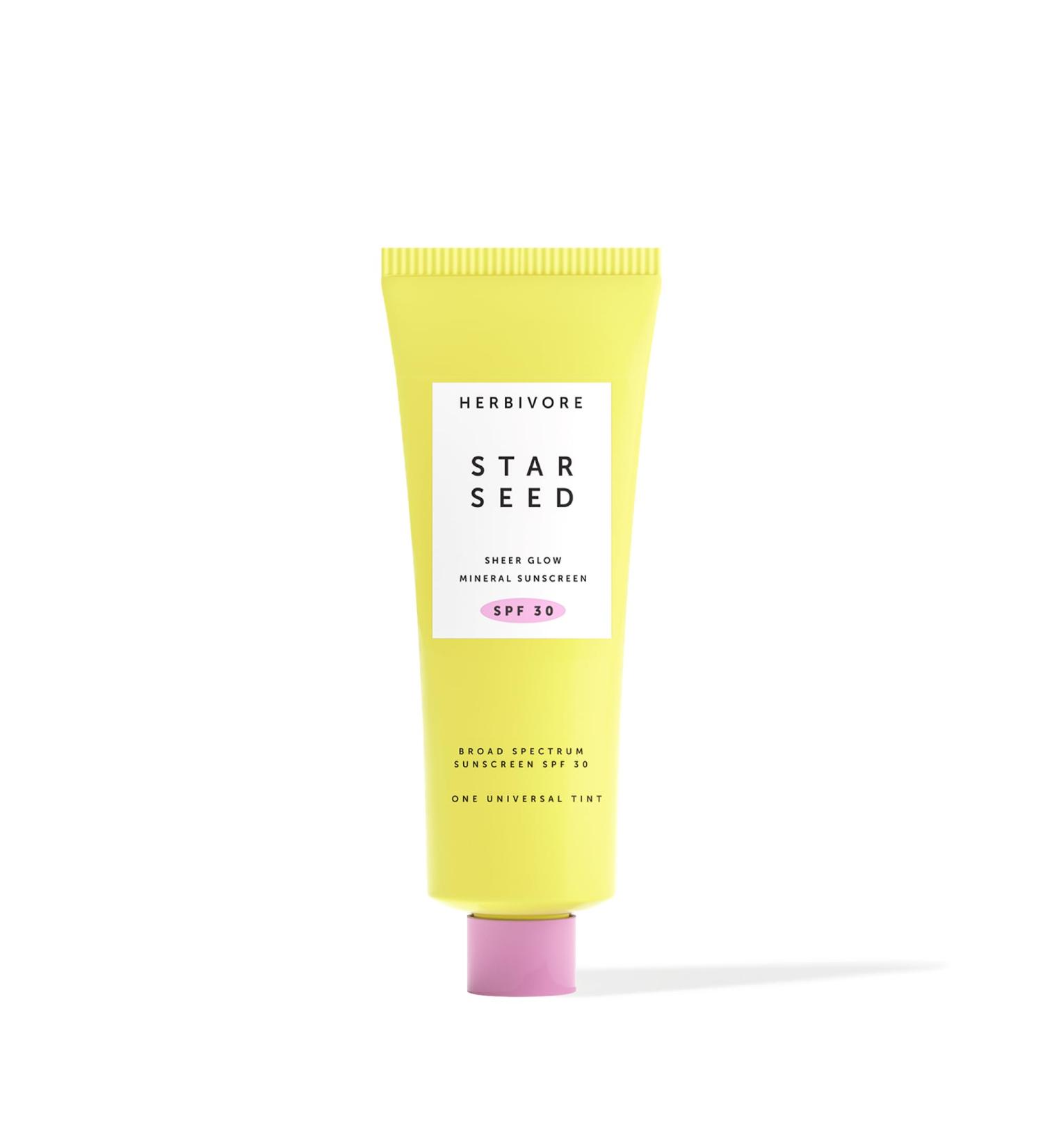 HERBIVORE Star Seed Sheer Glow SPF 30 Sunscreen - 100% Mineral Silicone-Free with Vitamin C & Prebiotics Universal Tint - Benzene-Free 50 mL - Buy Online on GoSupps.com
