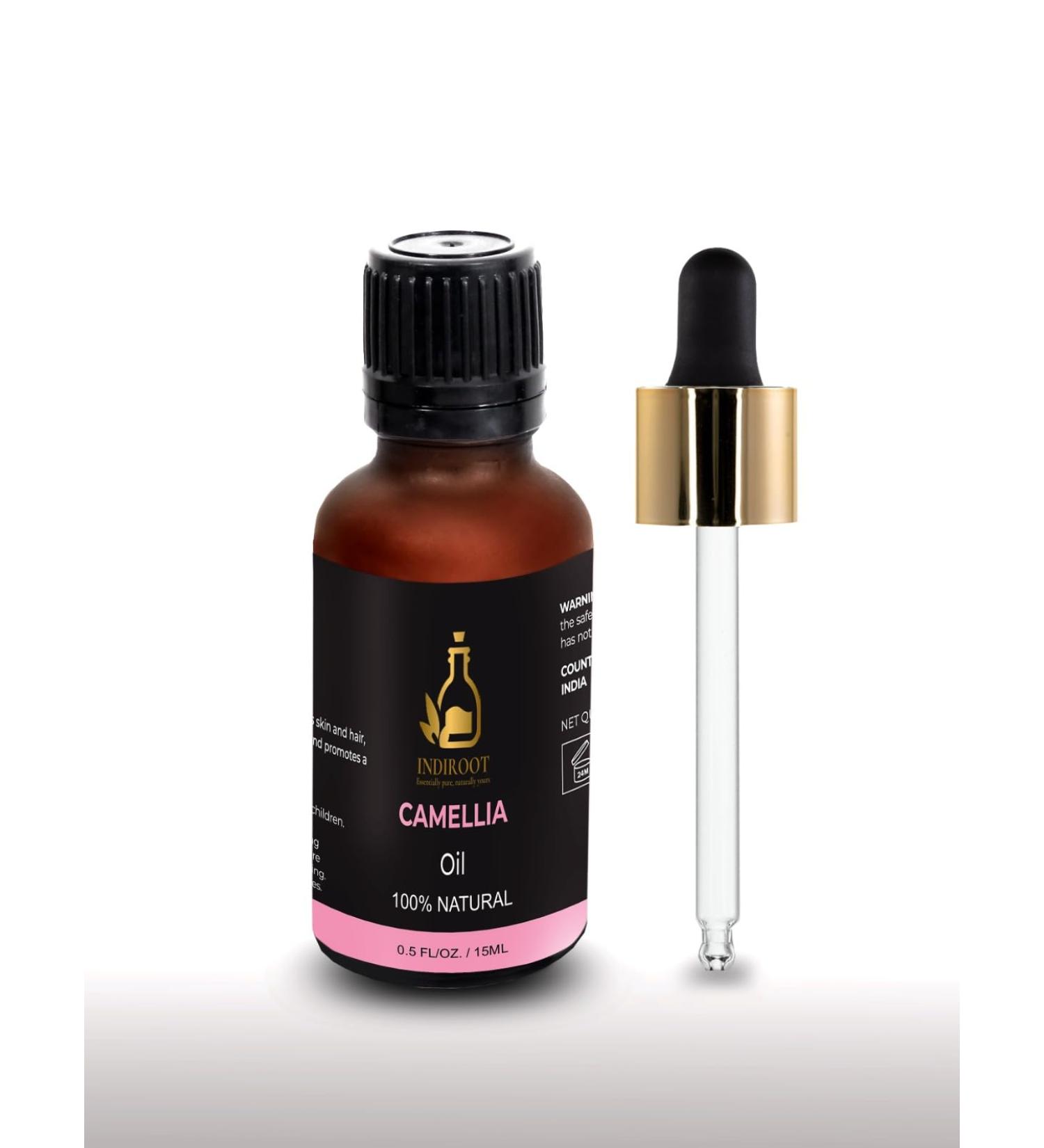 Camellia (Camellia Japonica) Oil | Pure & Natural Carrier Oil for Skincare Hair Care & Massage - 15ml/0.5fl oz 0.5 Fl Oz (Pack of 1)