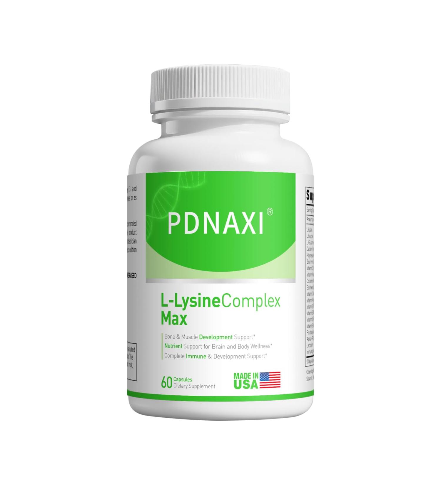PDNAXI L-Lysine Complex Supplement for Children Amino Acid Formula with L-Lysine L-Leucine & L-Glutamine 60 Capsules Dietary Supplement - Buy Online on GoSupps.com