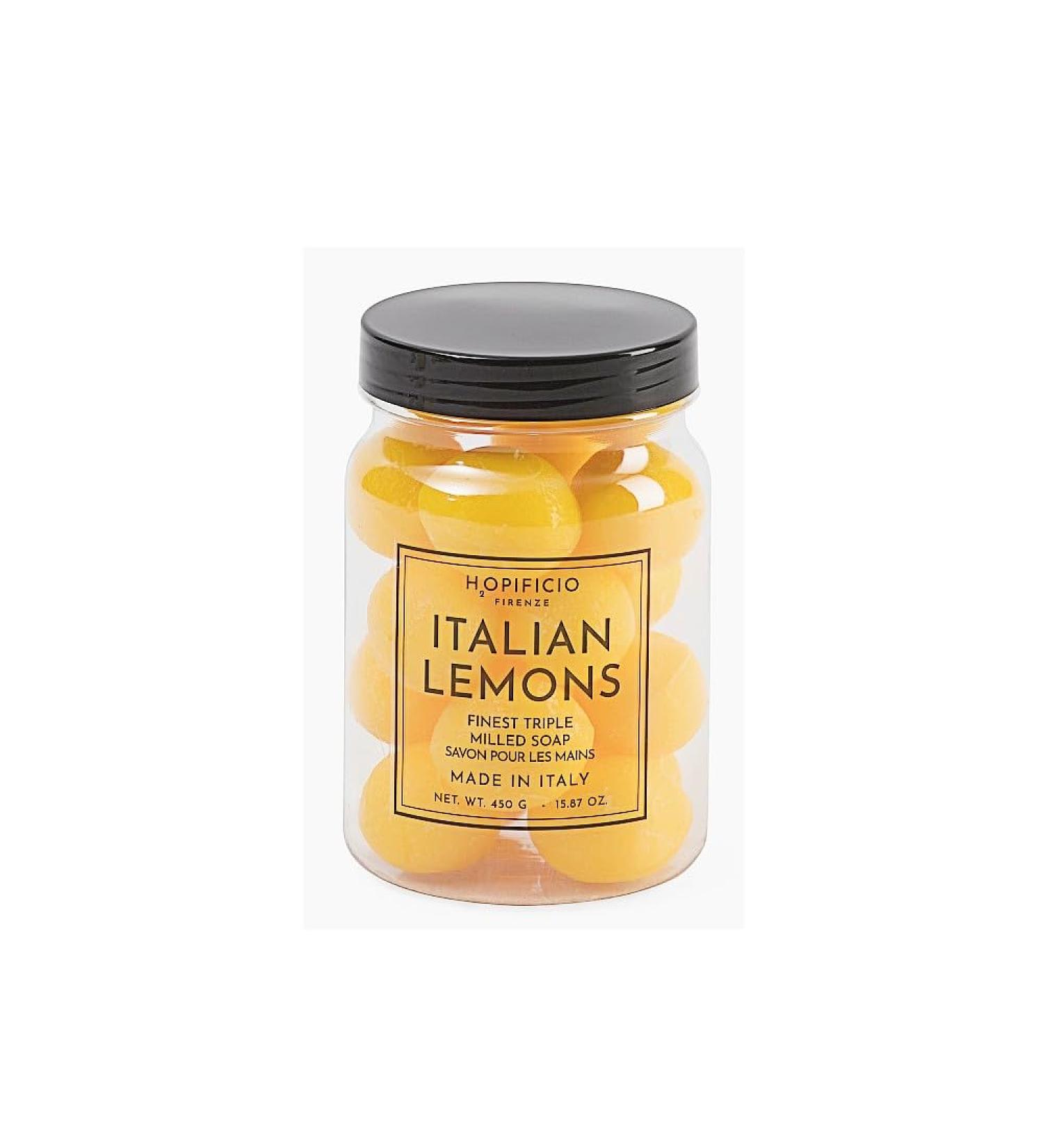 FIRENZE Italian Lemons Mini Hand Soap Jar of Finest Triple Milled Soaps 15.87 oz. Made in Italy