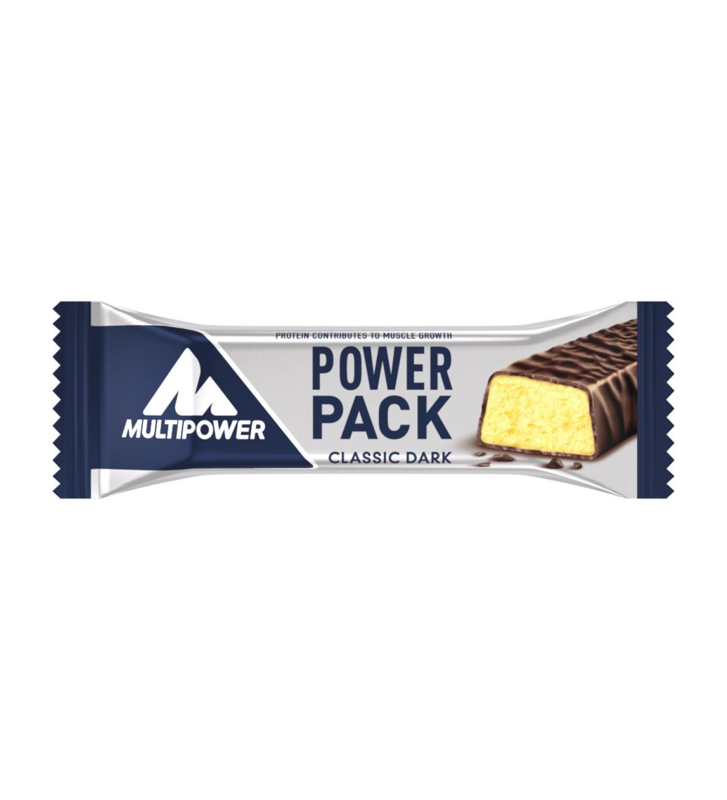 Multipower Pow Pack Classic Dark Protein Bar | 27% Protein Healthy Sports Snack Banana Chocolate Flavor 24 x 35g - Buy Internationally - Buy Online on GoSupps.com