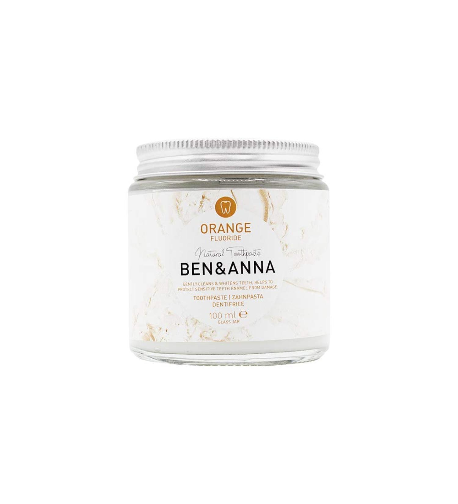BEN & ANNA ORANGE WITH FLUORIDE | Toothpaste in a glass | Natural Care Organic Toothpaste Orange 100g | sustainable natural cosmetics | vegan