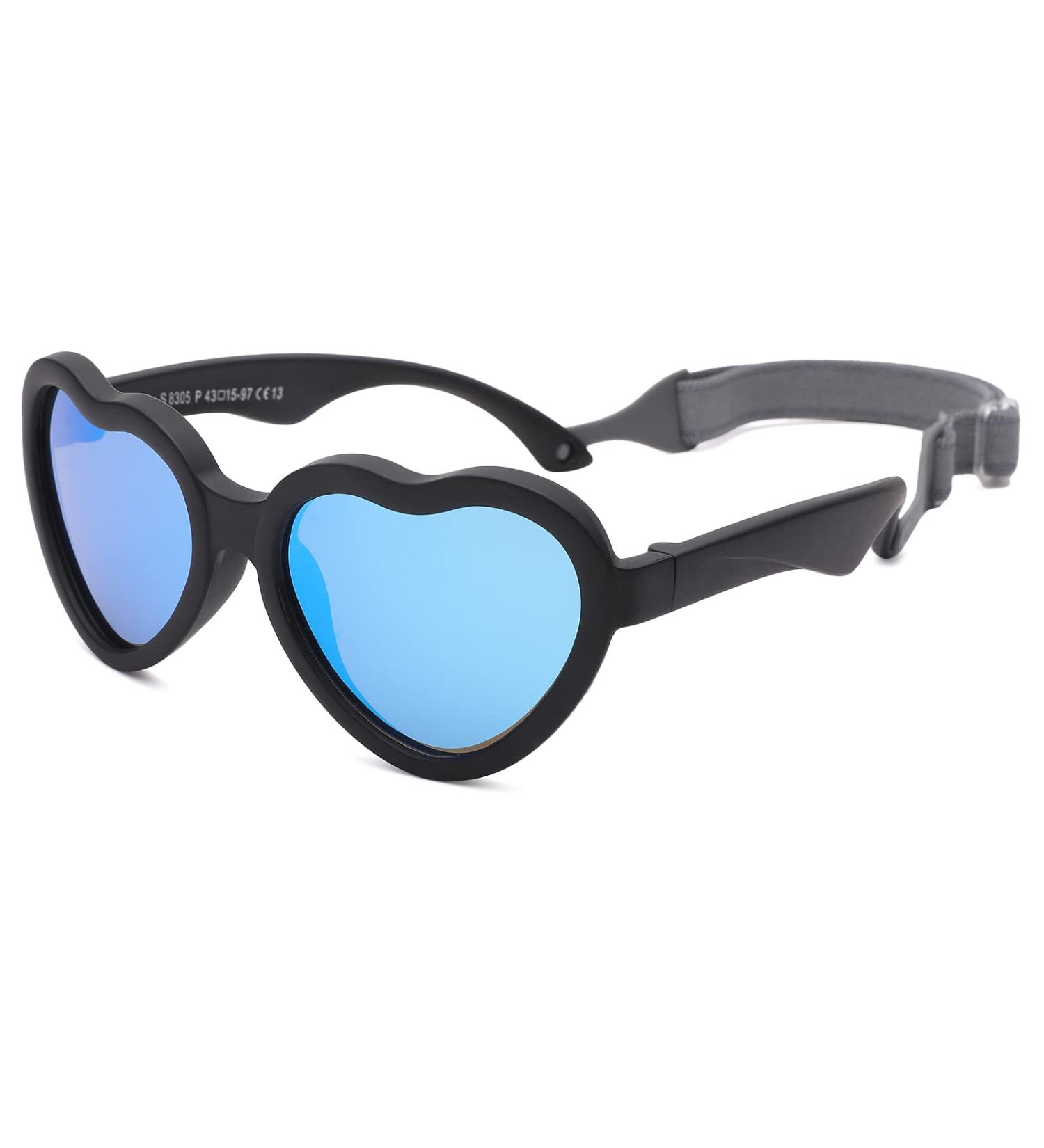 Pro Acme Baby Polarized Heart Sunglasses - Black Frame | Blue Mirrored Lens - Buy Online on GoSupps.com