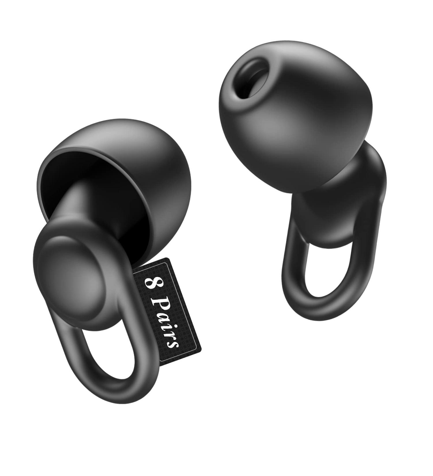 Silicone Ear Plugs for Sleep - Reusable & Comfortable Noise Cancelling Earplugs - 16 Tips in 4 Sizes, 2 Travel Boxes - 33dB Noise Reduction - Ideal for Sleeping, Sensitivity & Flights (Black) - Buy Online on GoSupps.com