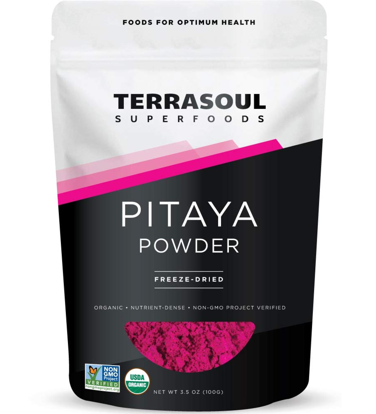 Terrasoul Superfoods Organic Freeze-Dried Pitaya Powder 3.5 Oz - Vibrant Color, Antioxidants & Vitamin C - Buy Online on GoSupps.com