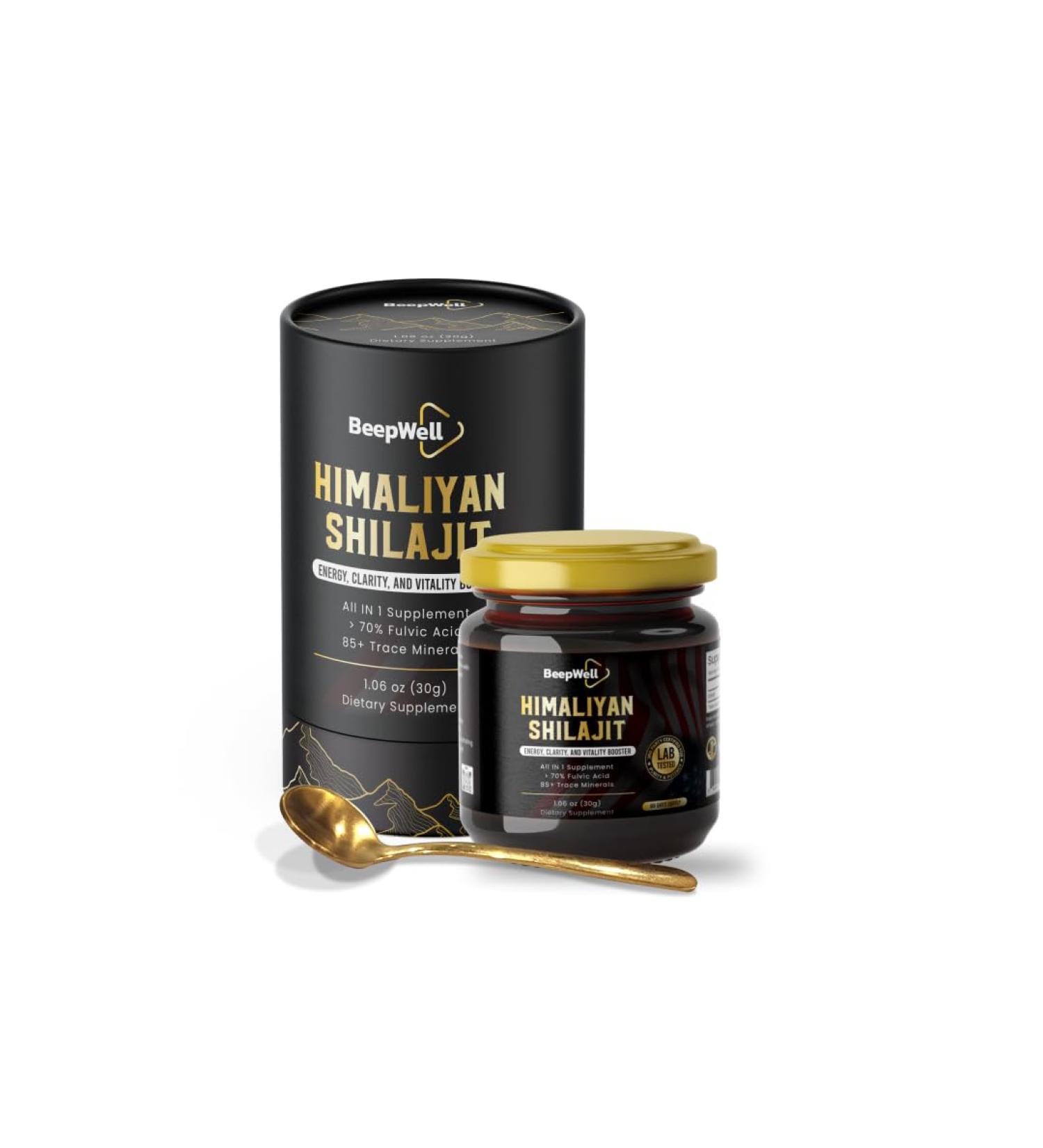 Generic BeepWell Shilajit Resin Pure Organic Himalayan Shilajit Natural Resin Men Women Chilajil 70% Fulvic Acid 85+ Trace Minerals 60 Servings 1.06 oz - Buy Online on GoSupps.com