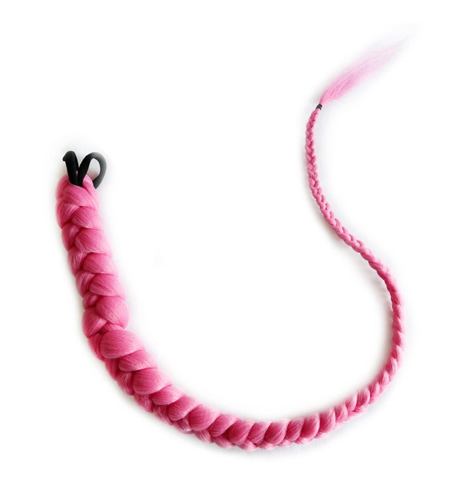 Ponytail Extensions Ring Long Boxing Braids Crochet Braid Hair Ponytail Extensions Synthetic Chignon Tail With Rubber Band Hair for Women(Color:Rose red) 28inches Rose red - Buy Online on GoSupps.com