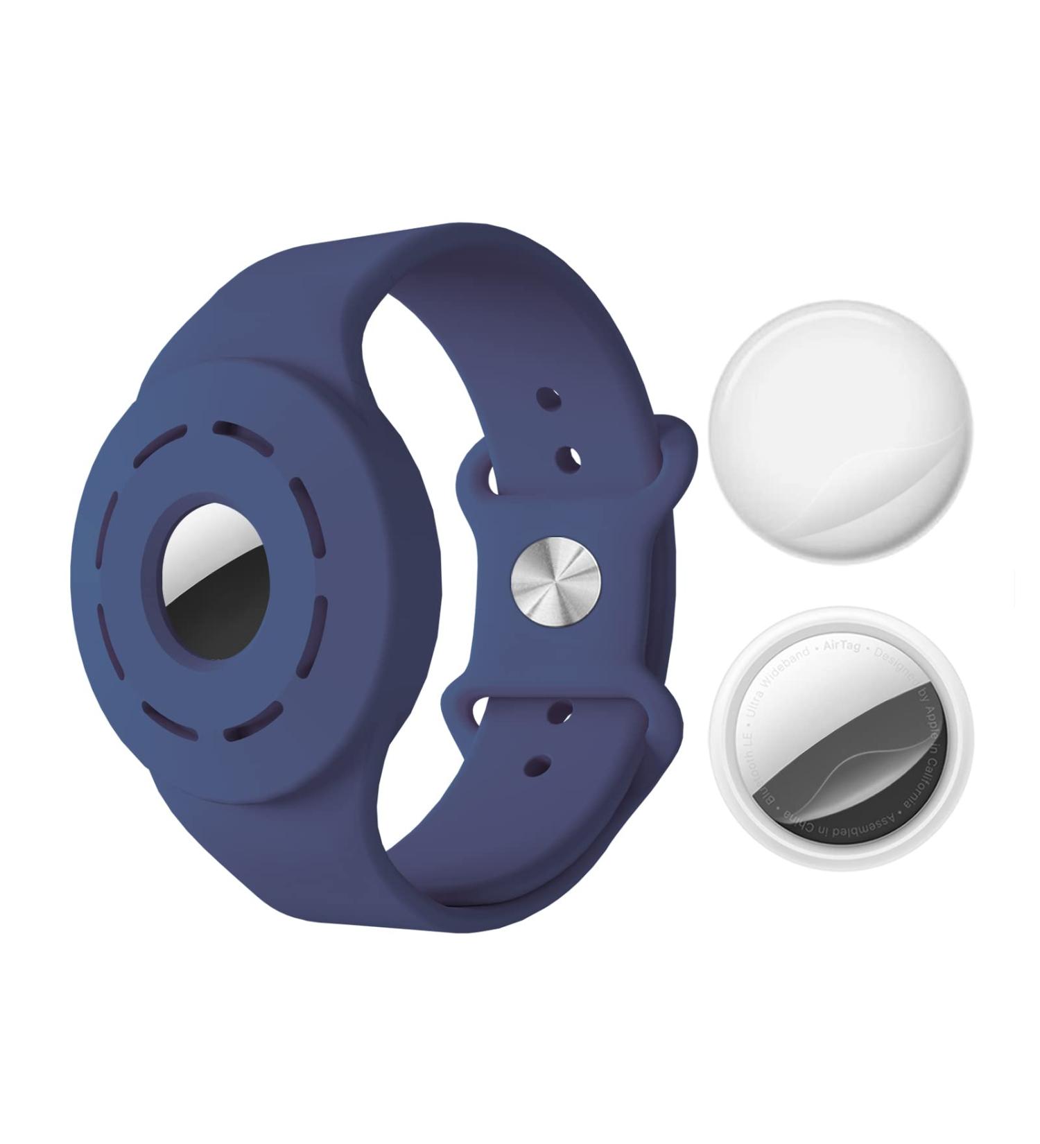 Premium Silicone Airtag Bracelet - Protective GPS Tracker Case for Kids & Teens - Blue Cover for Apple Airtag - Buy Online on GoSupps.com