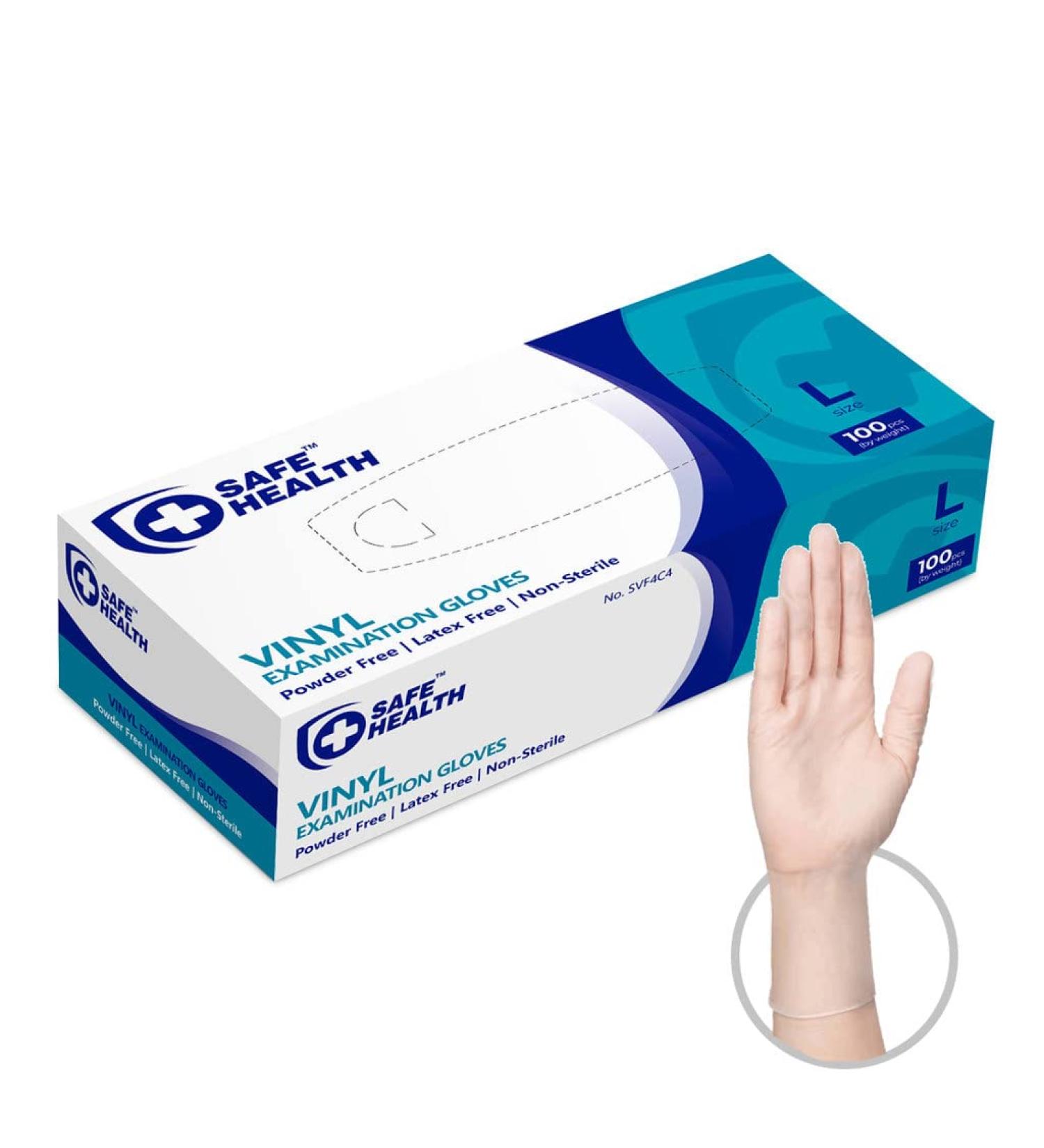 Vinyl Exam Gloves - Latex-Free, Powder-Free, Clear - Large 100 Pcs Box - 3.5 mil Medical Grade - for Nursing, Office, Kitchen, Pet Care, Cleaning - Buy Online on GoSupps.com