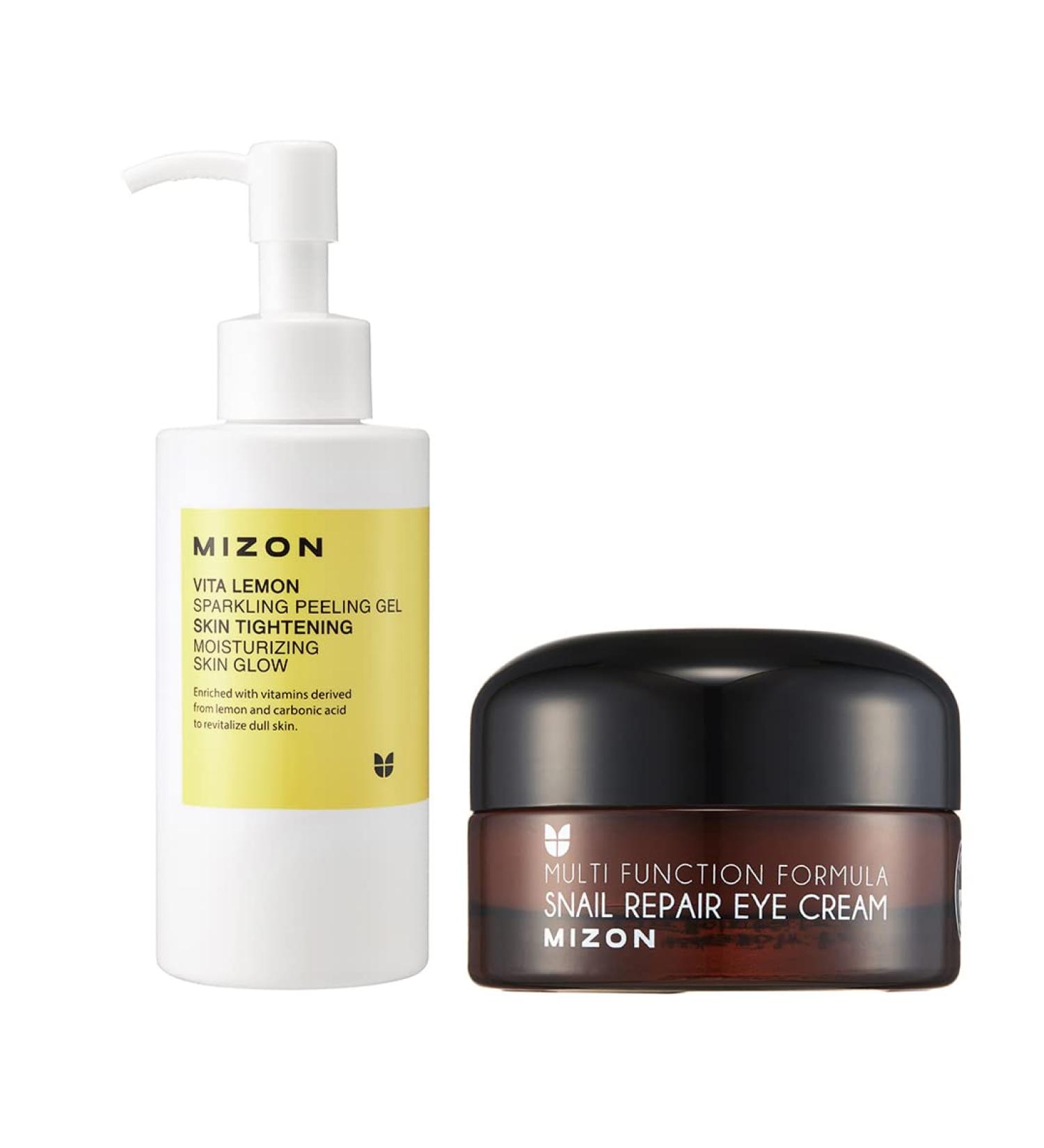 MIZON Snail Repair Eye Cream 25ml + Vita Lemon Peeling Gel Set | Korean Skincare for Eye Care, Wrinkle Treatment, and Moisturizing - Buy Online on GoSupps.com