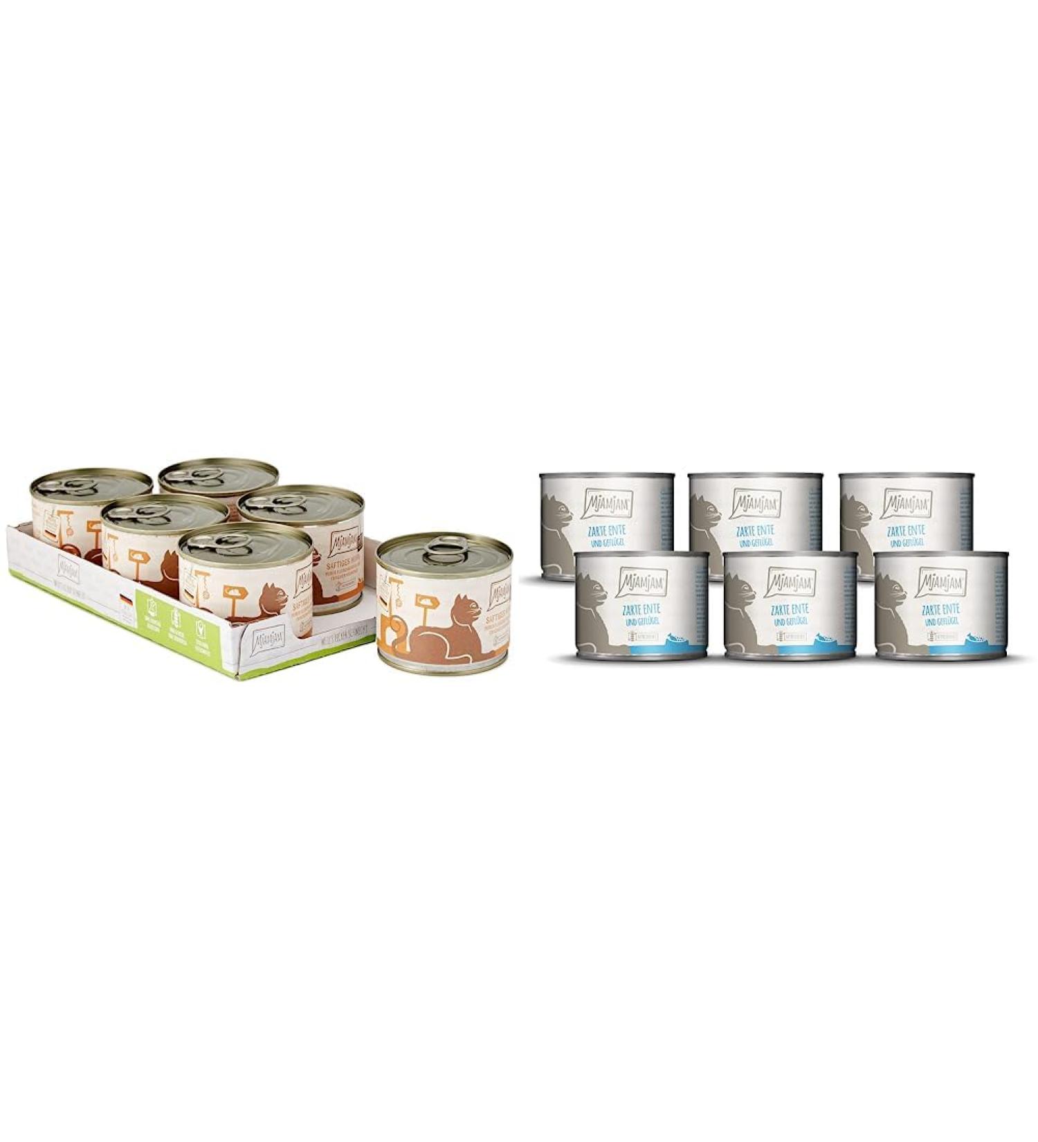 Shop Mjamjam Premium Wet Cat Food - Juicy Chicken & Delicate Duck 6-Pack - Pure Meat Enjoyment - Buy Online on GoSupps.com