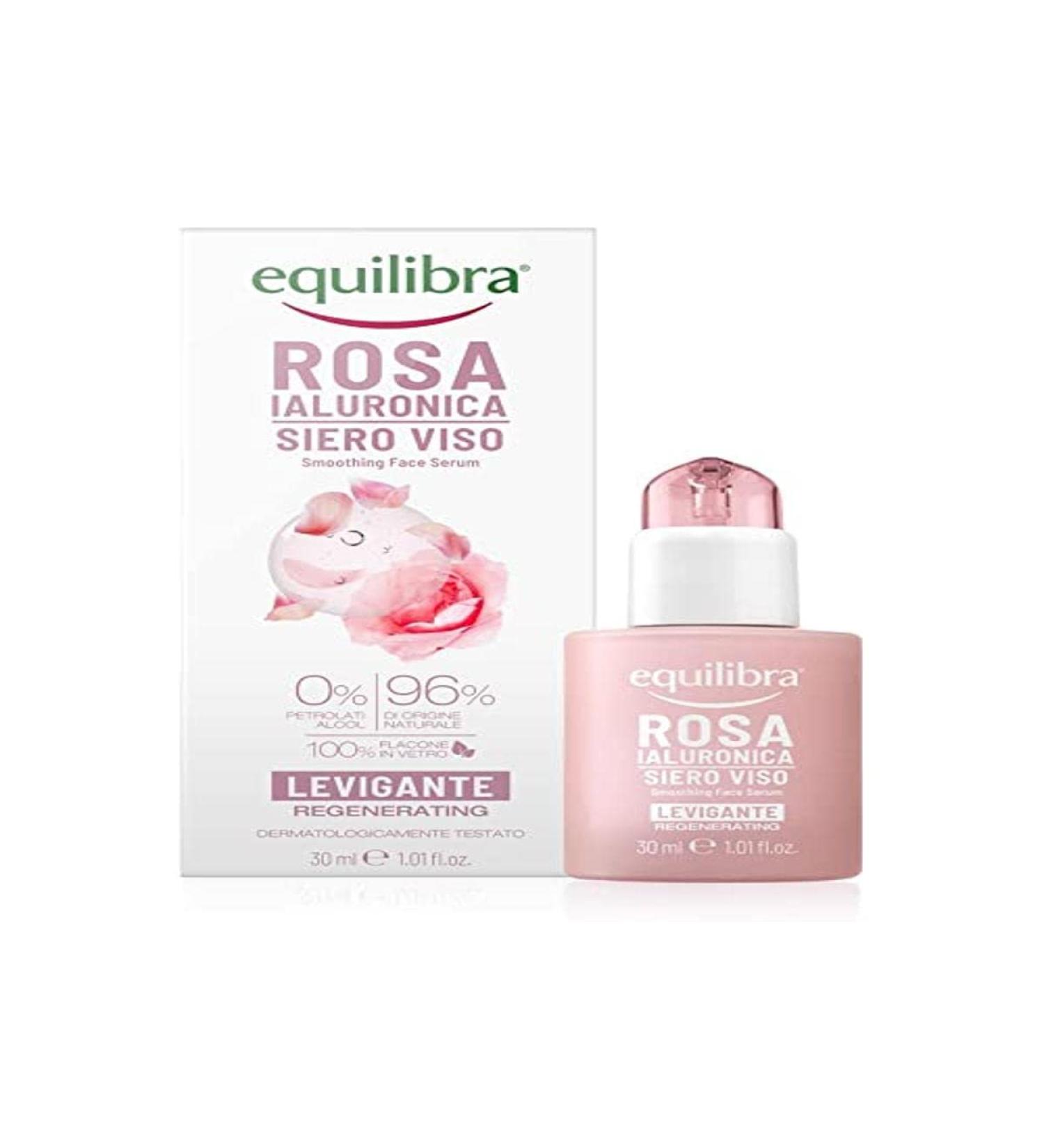 Equilibra equilibra Face Rose Hyaluronic Smoothing and Vellutant Face Serum Based on Rose Damascus Extract Hyaluronic Acid Vitamin C and Vegetable Ceramides 30 ml