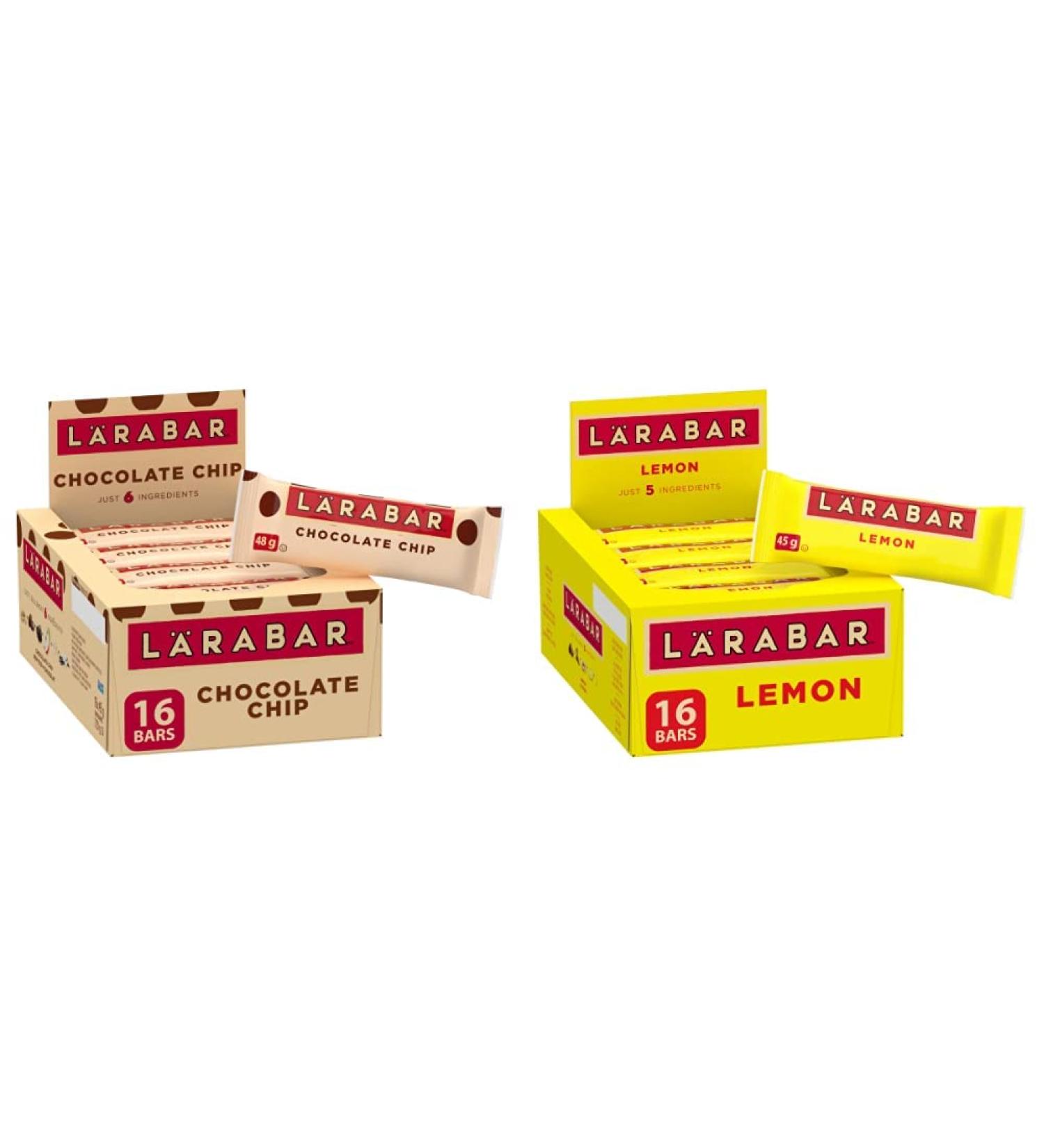 Larabar Gluten Free Chocolate Chip Fruit and Nut Energy Bar 16-Count 720 Gram & Larabar Gluten Free Lemon Fruit & Nut Energy Bar - Buy Online on GoSupps.com