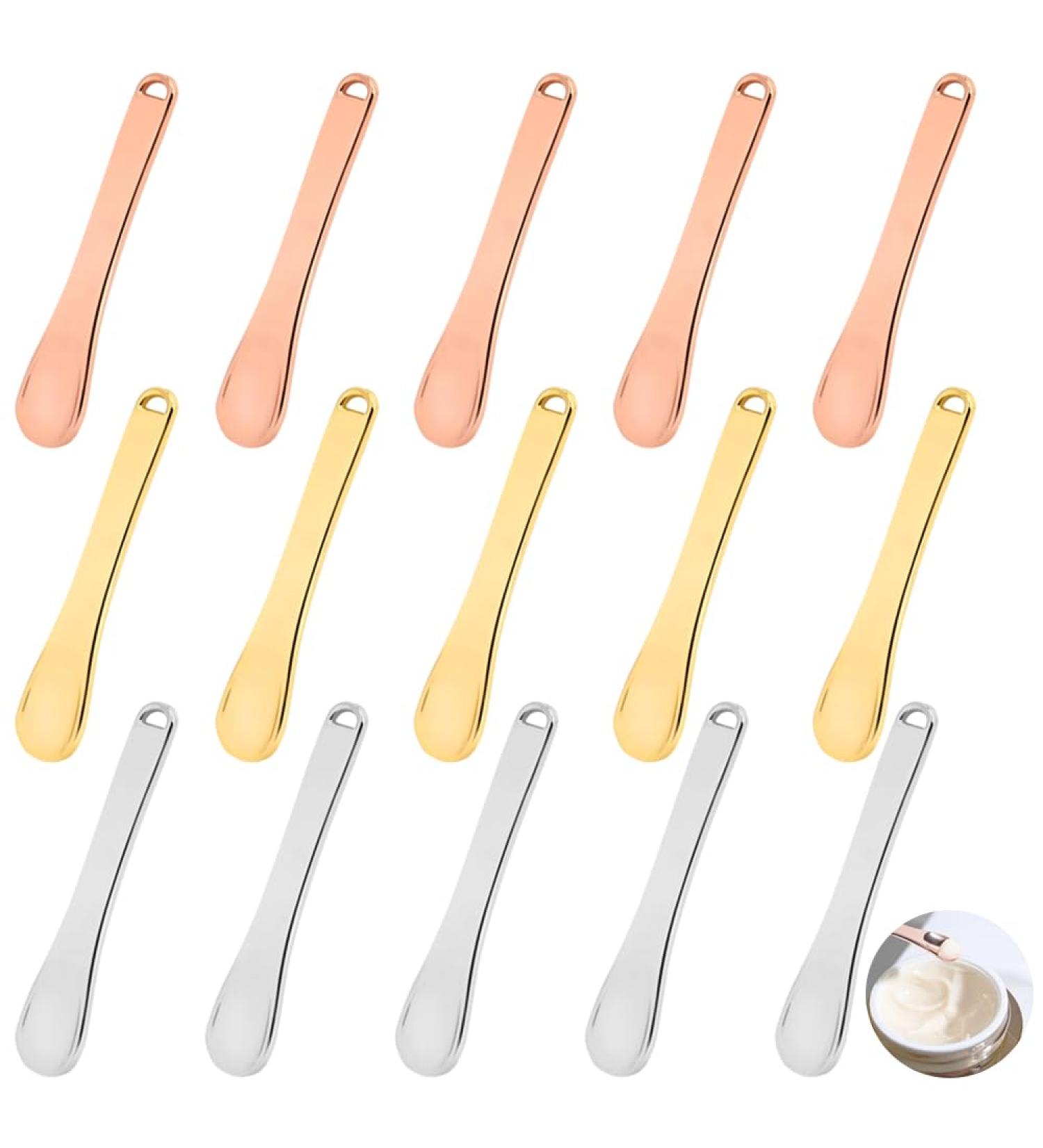 15 PCS Metal Makeup Spatula YuCool Cosmetic Spatulas Cream Spoon Mini Beauty Scoop Beauty Scoop for Mixing and Sampling - Buy Online on GoSupps.com