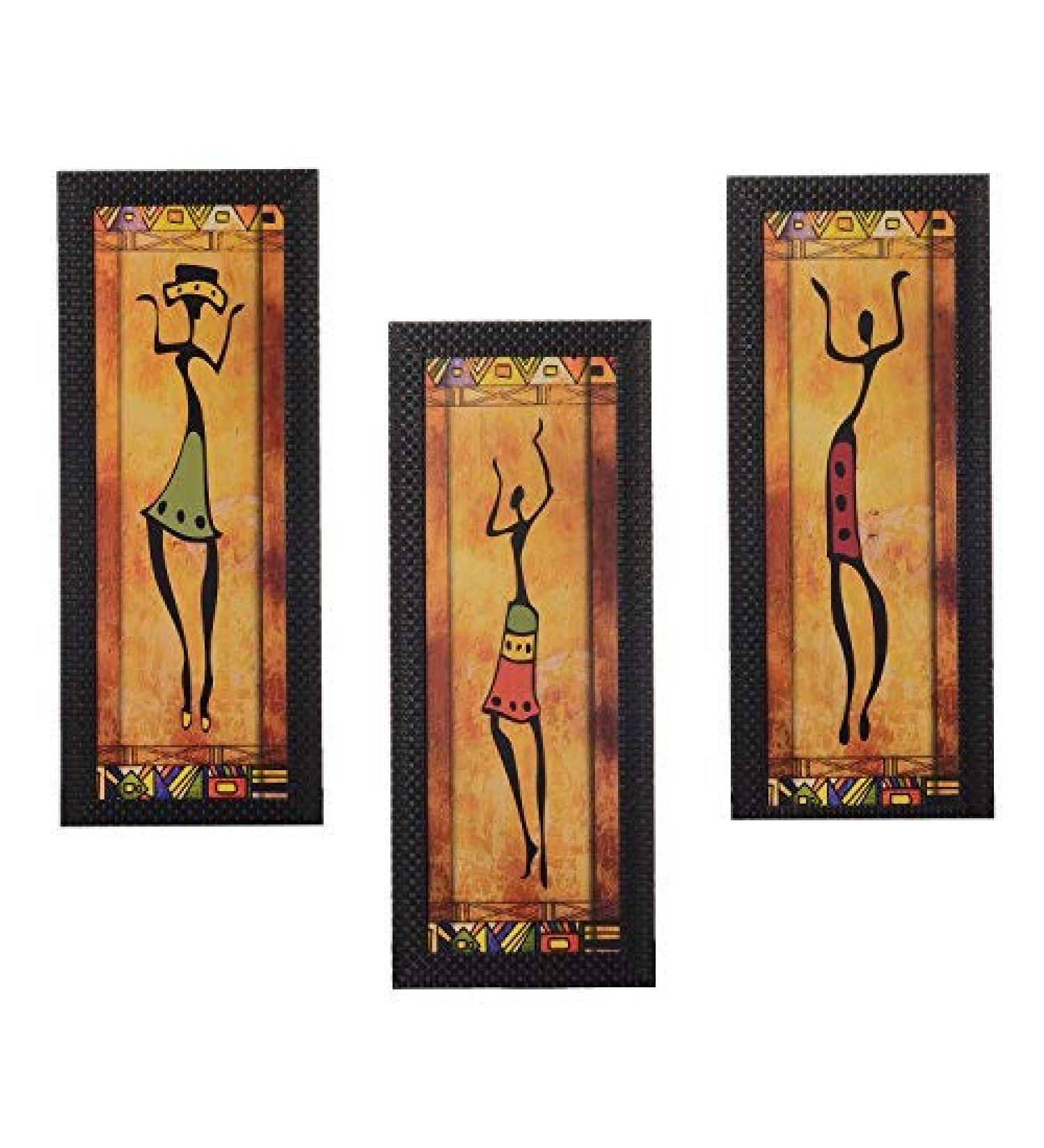 Frienemy Tribal Lady Satin Matte UV Art Painting Set of 3 | Unique Home Decor - Buy Online on GoSupps.com