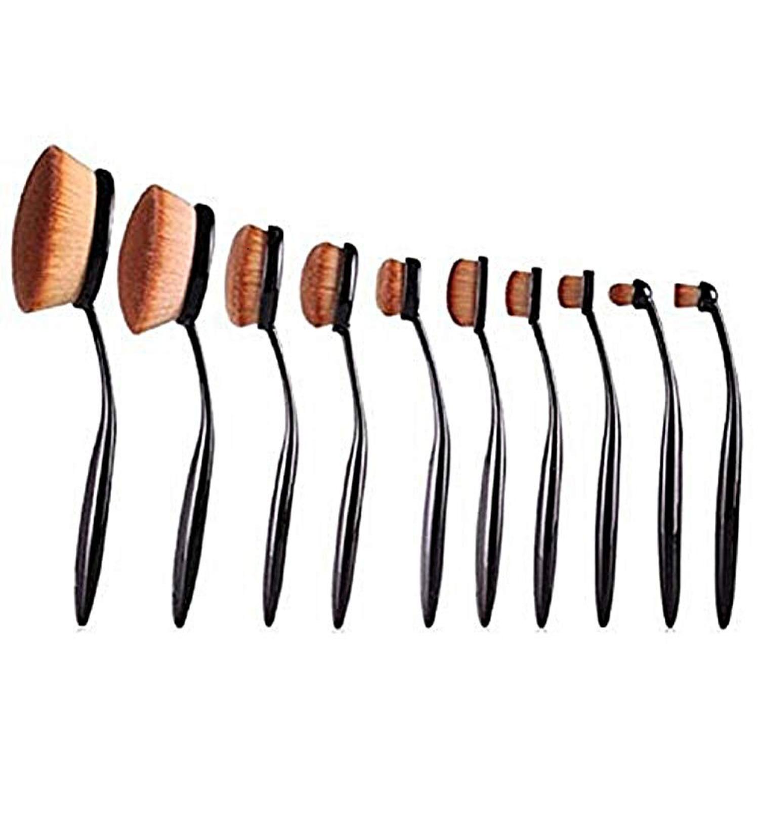 Toothbrush Shape Oval Make-Up Brush Set - 10-Part Beauty Tools for Flawless Application - Buy Online on GoSupps.com