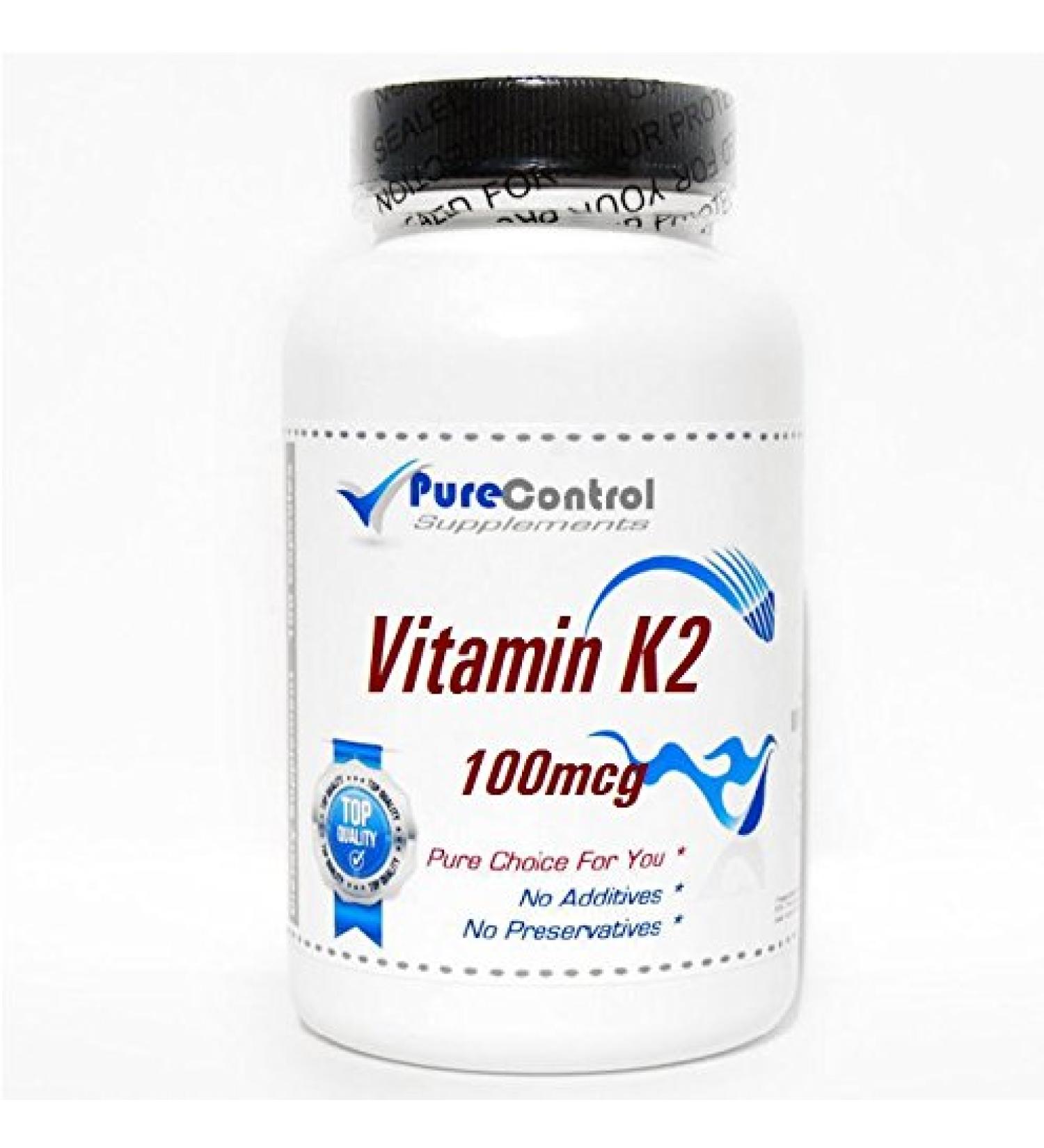 Natural Vitamin K-2 100mcg Menaquinone-7 // 100 Capsules // Pure // by PureControl Supplements