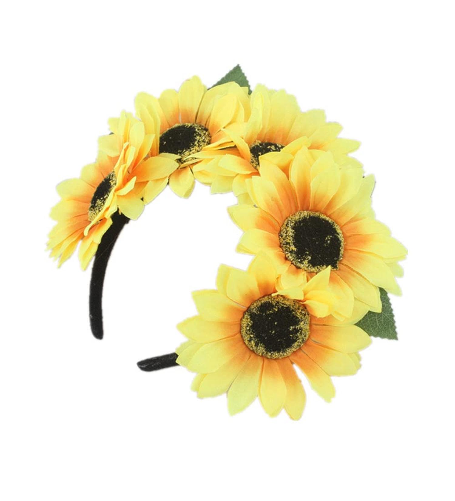 Kalsfisuia Sunflower Hair Accessory Polyester Beach Hair Decoration Simulation Flower Hair Hoop for Women and Girl - Buy Online on GoSupps.com