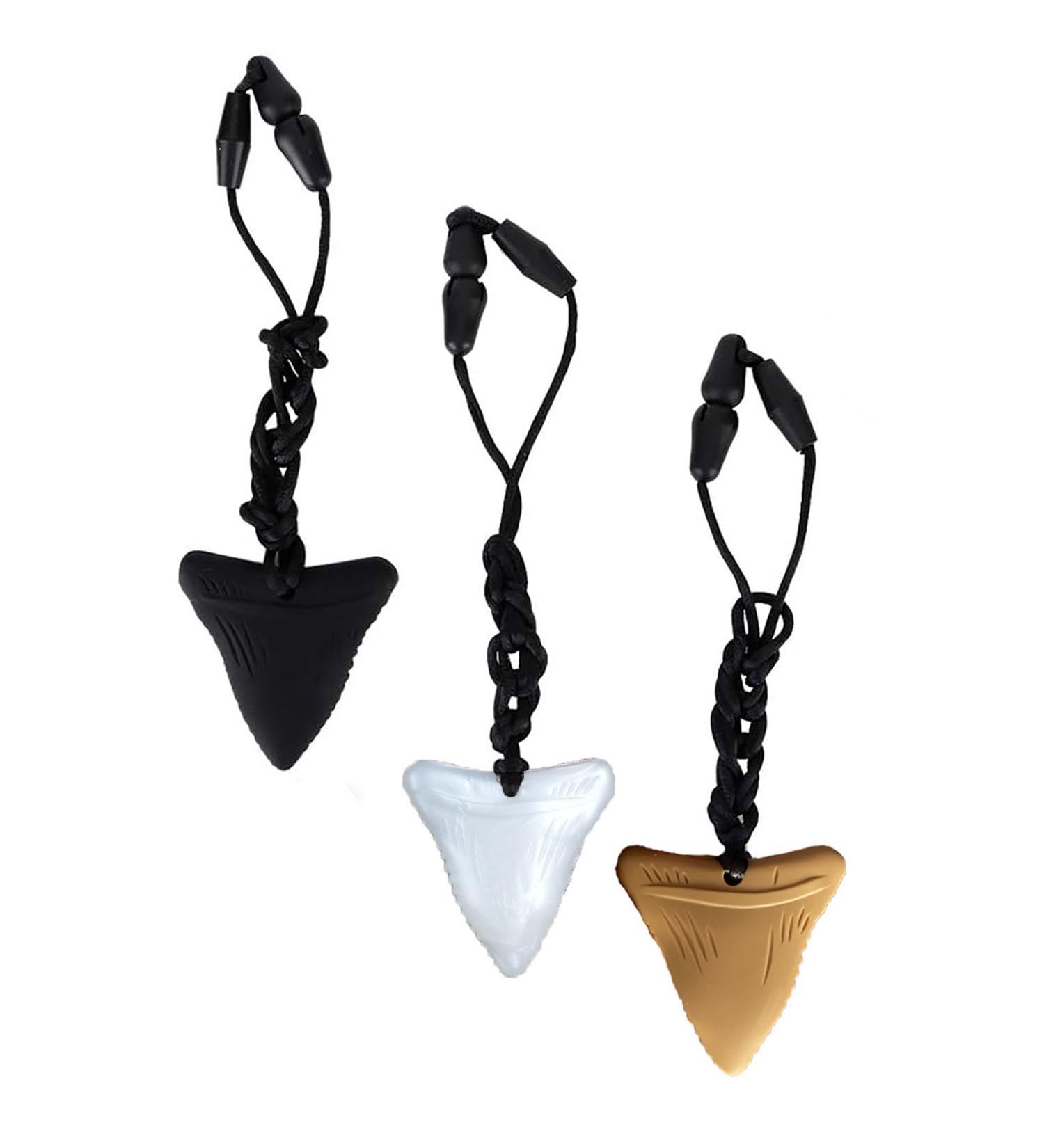 3-Piece Silicone Chewing Necklace Set for Kids - Safe & Sensory Bite Rings | Pearl White Black Khaki - Buy Online on GoSupps.com