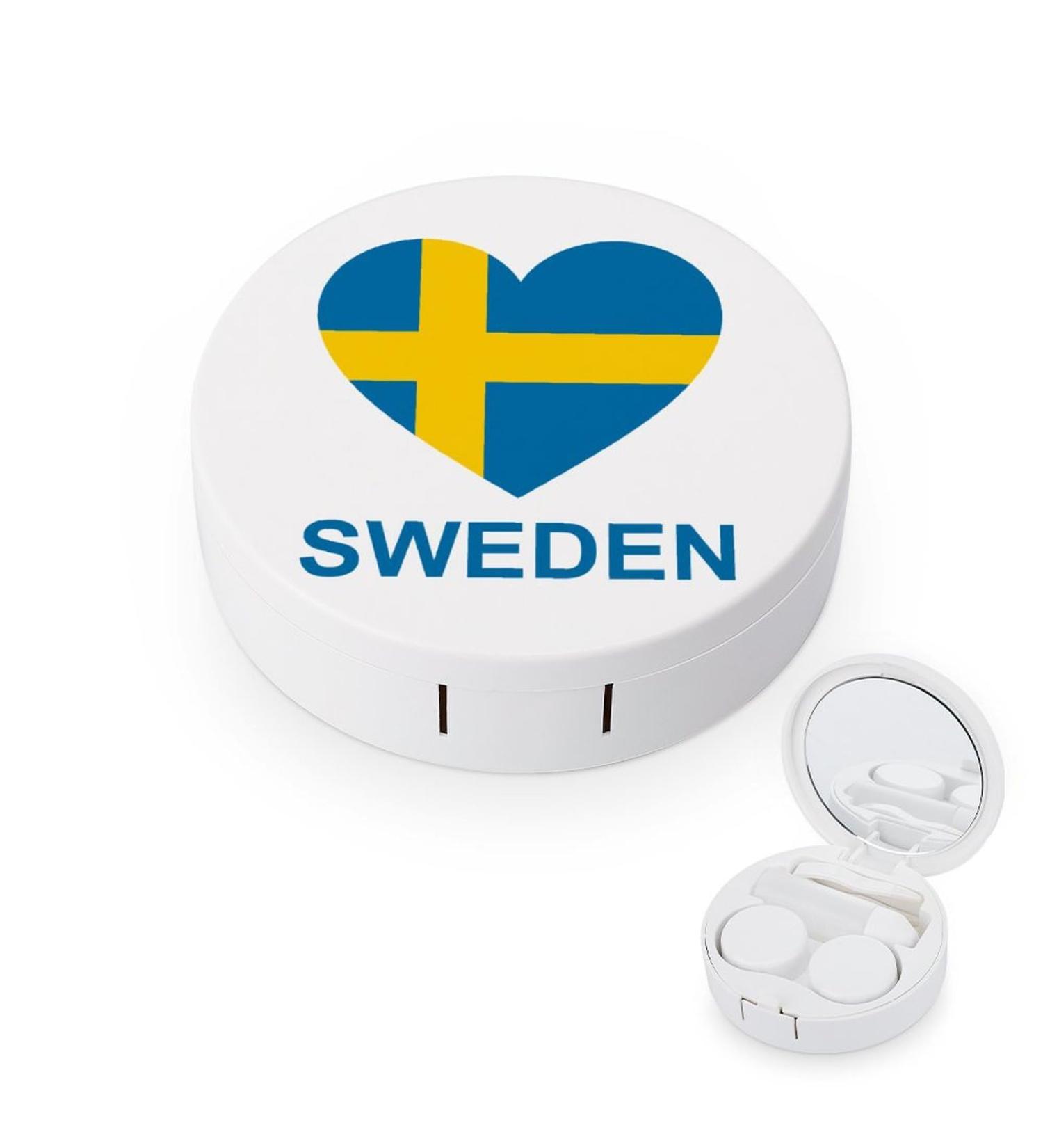 Love Sweden Round Case for Contact Lens Kit - Portable Cute Lens Holder with Mirror for Travel - International Shipping Available - Buy Online on GoSupps.com