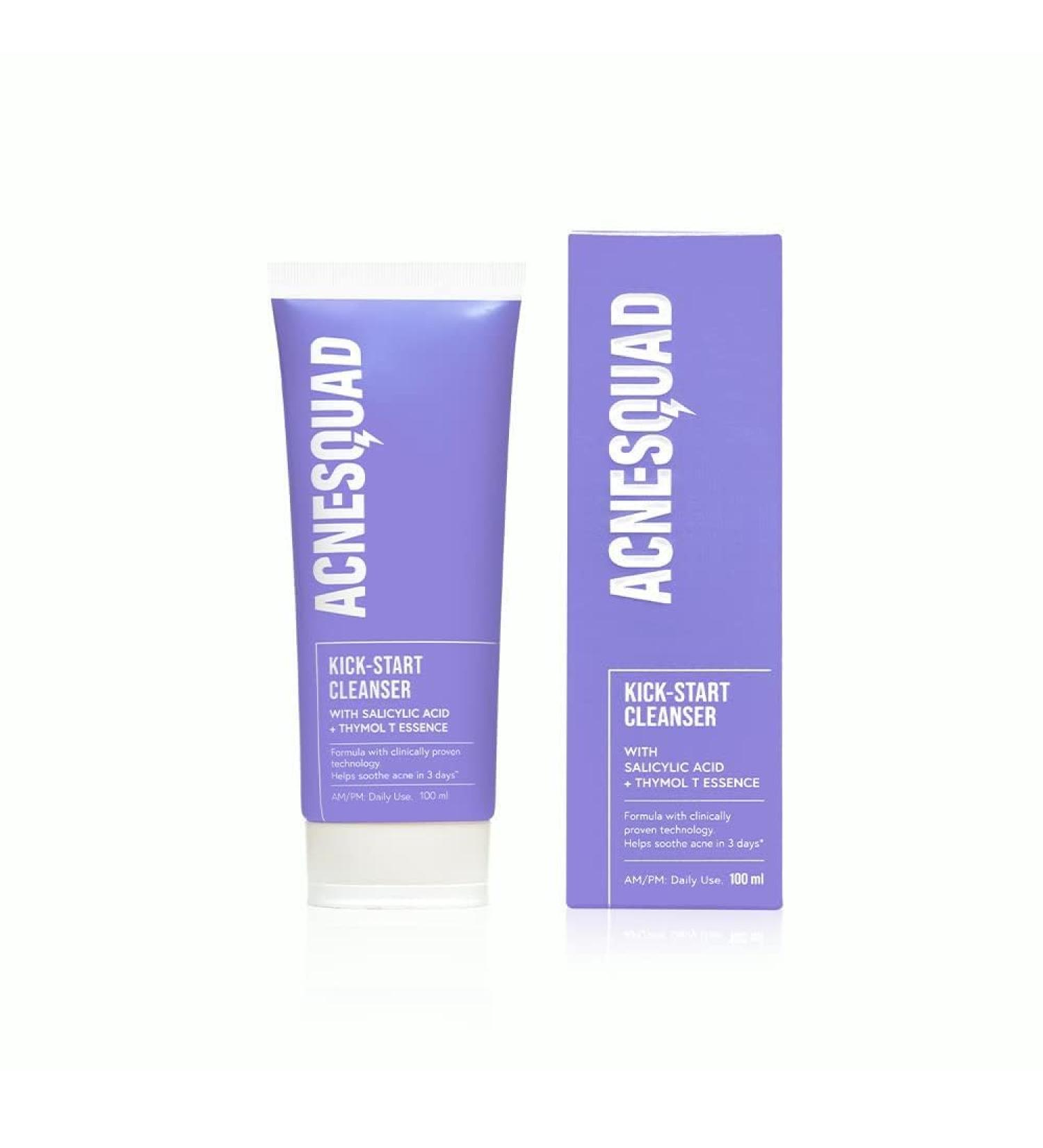 Acne_Squad Face Wash - Salicylic Acid & Thymol T Essence for Acne-Prone Skin | Hydrating Non-Drying Cleanser for All | 100ml - Buy Online on GoSupps.com