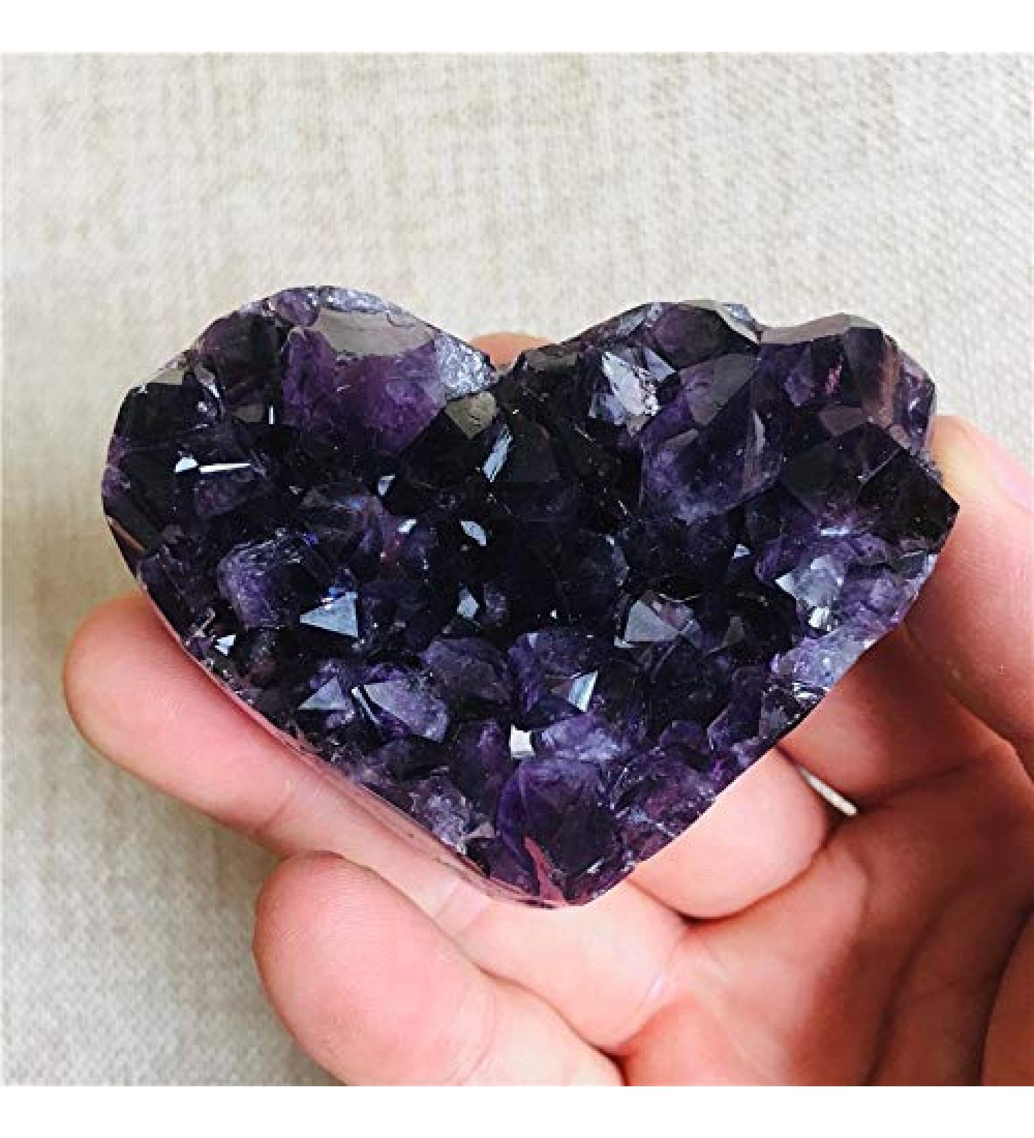 Natural Crystal Rough Natural Crystal Uruguay Amethyst Quartz Crystal Heart Cluster Specimen 1pc yuebang 5cm - Buy Online on GoSupps.com