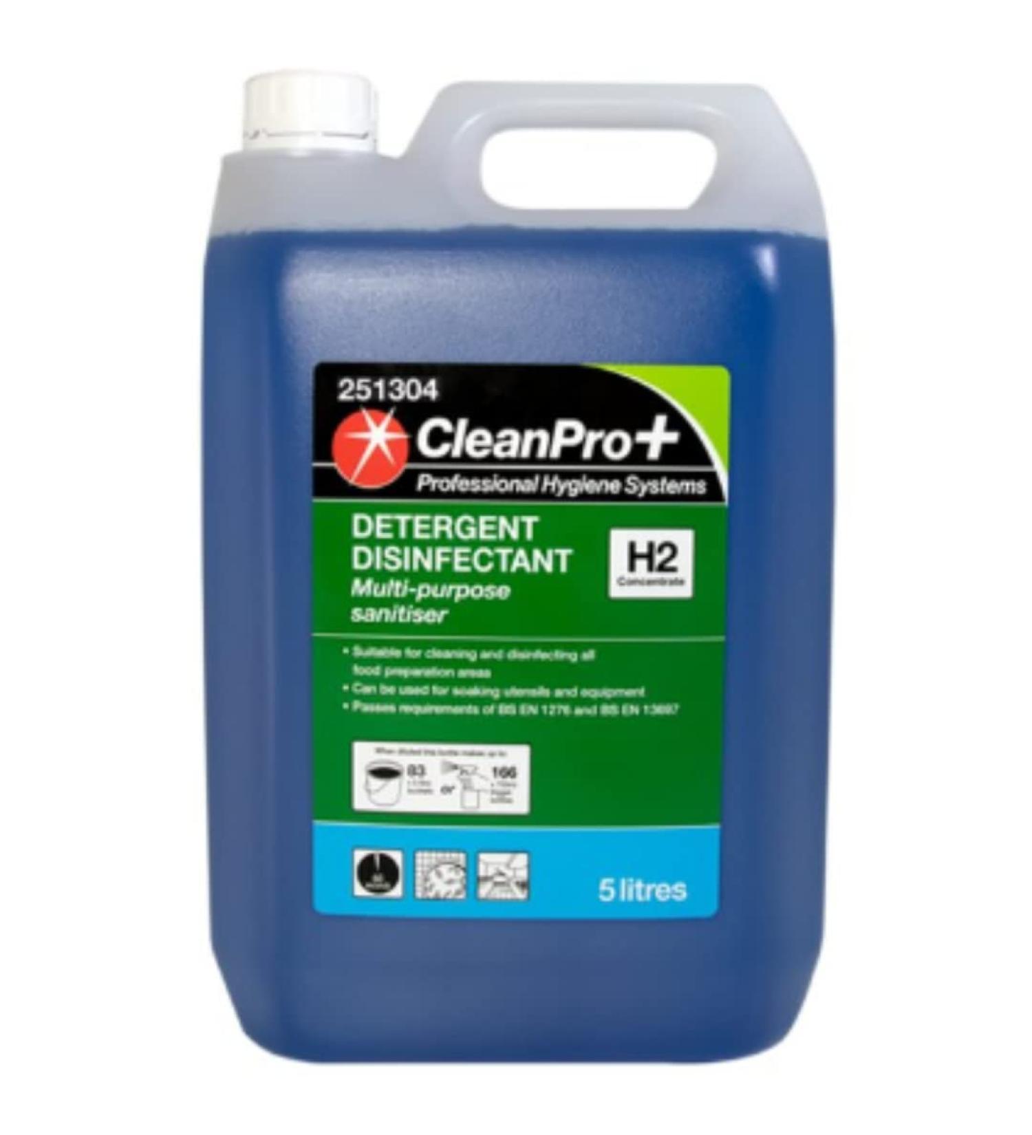 CleanPro+ Detergent Disinfectant H2 Concentrate 5 Litres x 2 Detergent Disinfectant Concentrate 2