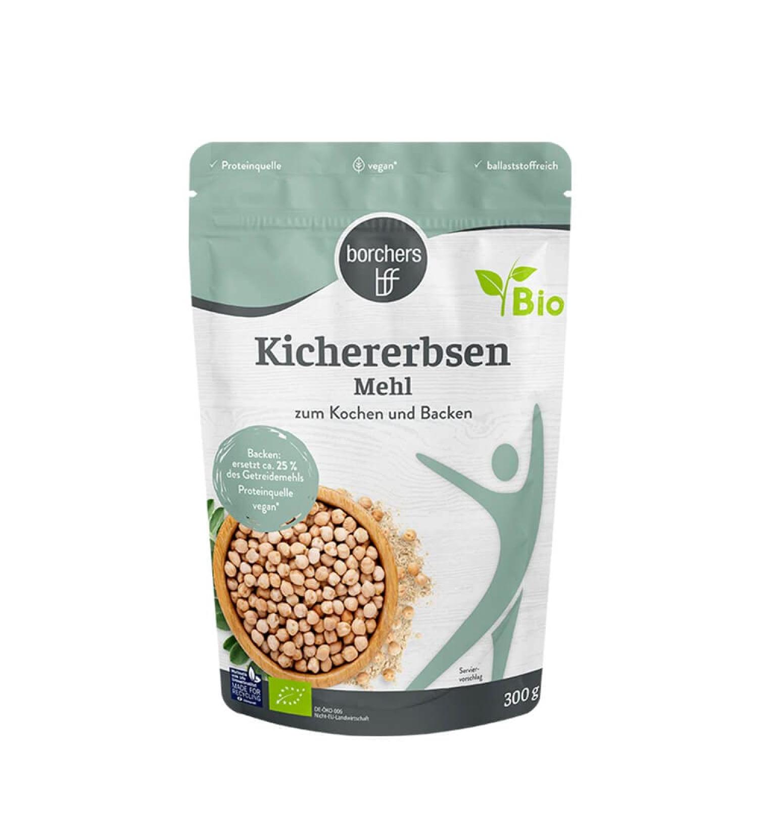 Borchers organic chickpeas flour |300g |Rich in fiber |Protein source |Ideal for oriental dishes |By nature vegan