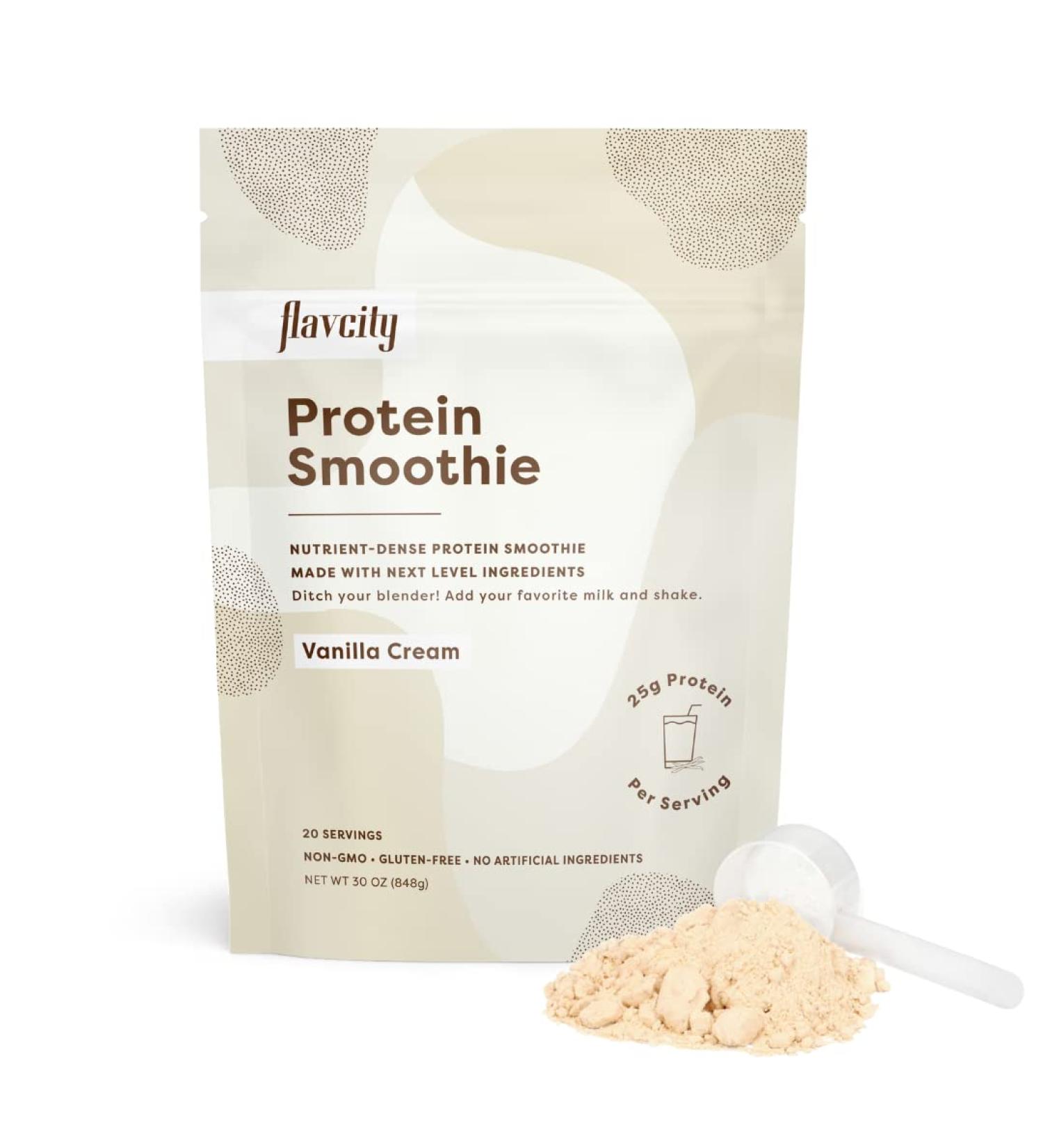 FlavCity Vanilla Protein Smoothie - Whey Protein Powder, Gluten Free, No Added Sugar, Collagen Protein Powder - 25g Protein per Serving (30 oz) - Buy Online on GoSupps.com