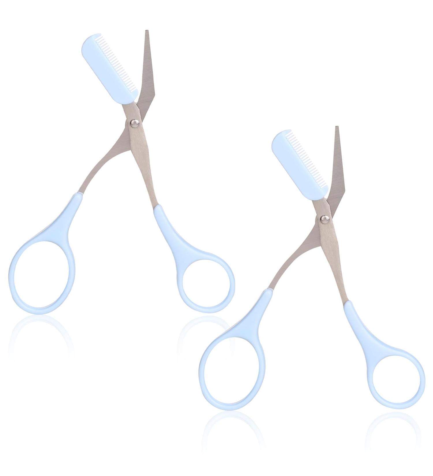 Professional Eyebrow Trimming Scissors with Comb - Non-Slip Finger Grips - Hair Removal Tool for Men and Women (Blue) - Buy Online on GoSupps.com