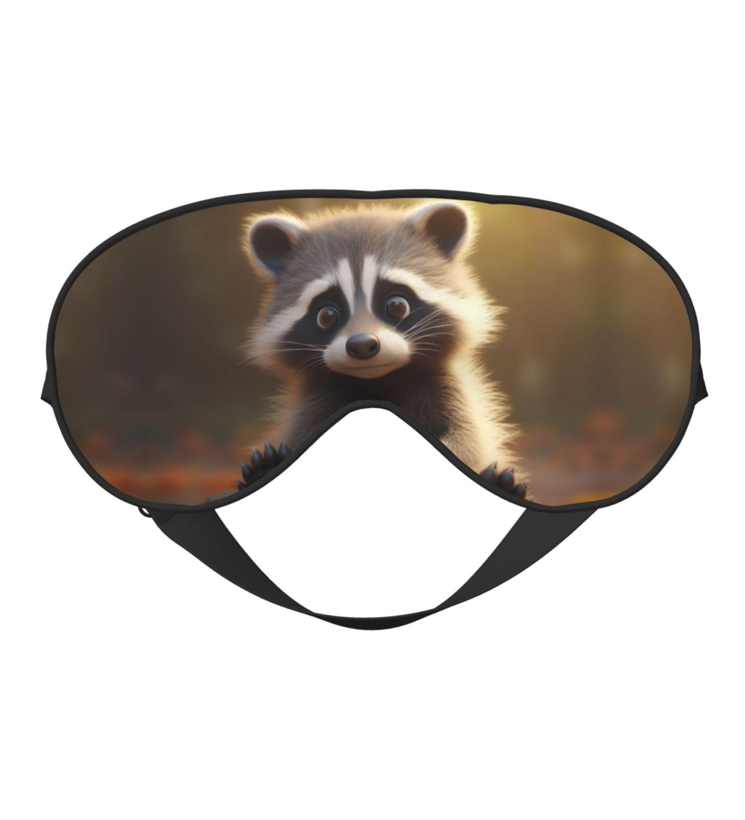 BREAUX Raccoon Print Eye Mask | Double Sided Blackout Sleep Mask for Ultimate Comfort | Unisex Sleep Aid - Buy Online on GoSupps.com