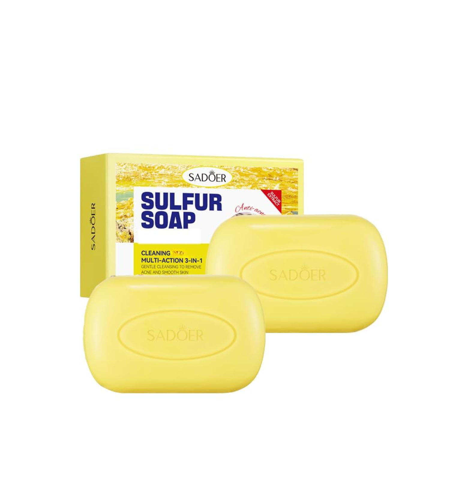 Natural Sulfur Bar Soap | Face & Body Cleanser for All Skin Types | Pore Cleaner - 4.41 Oz (Pack of 2 - Buy Online on GoSupps.com