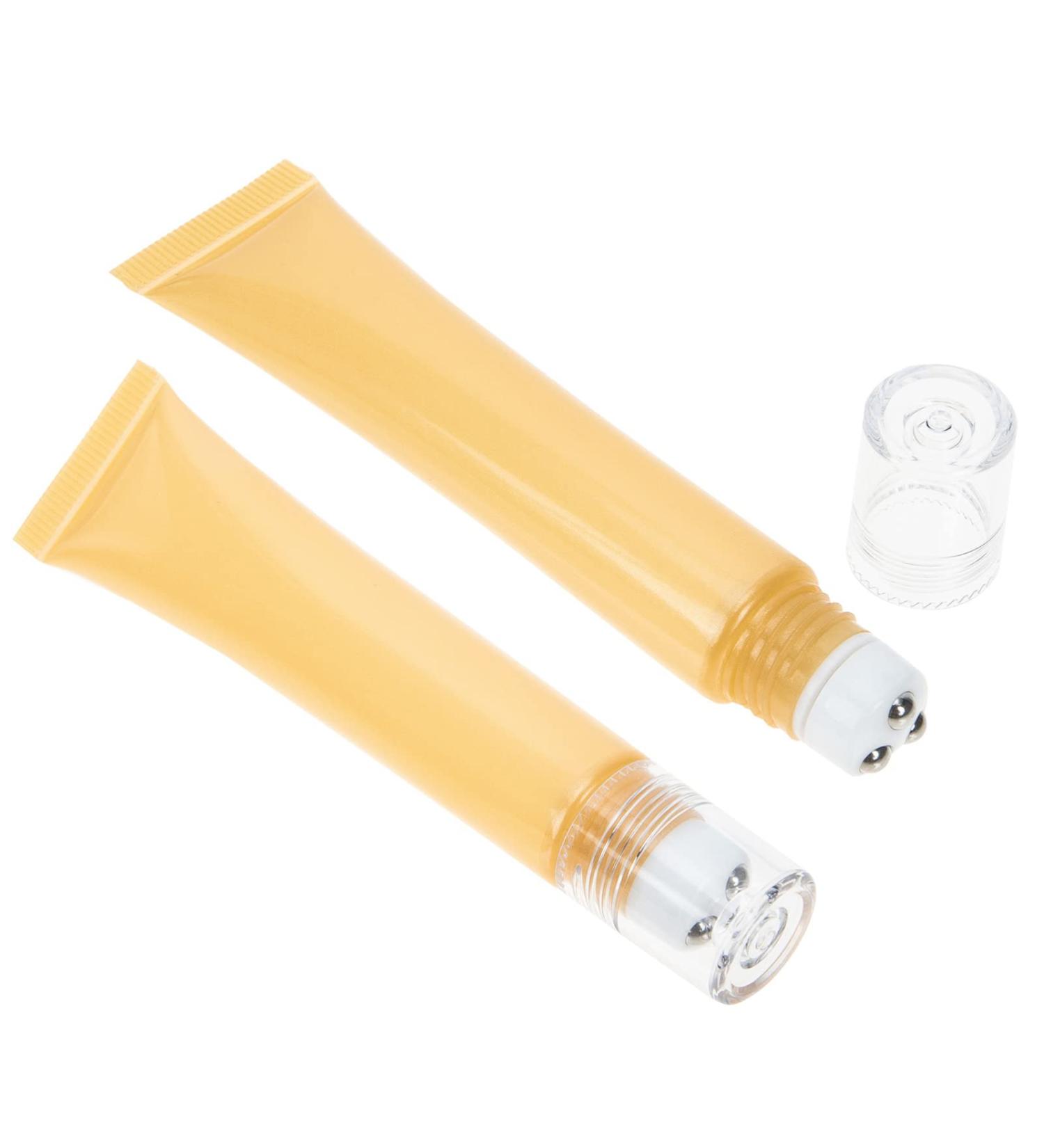2 Pack Yellow Cosmetic Roll-On Bottles - Perfect for Eye Gel & Face Cream | Travel-Ready Plastic Tubes for Home & Outdoor Use - Buy Online on GoSupps.com