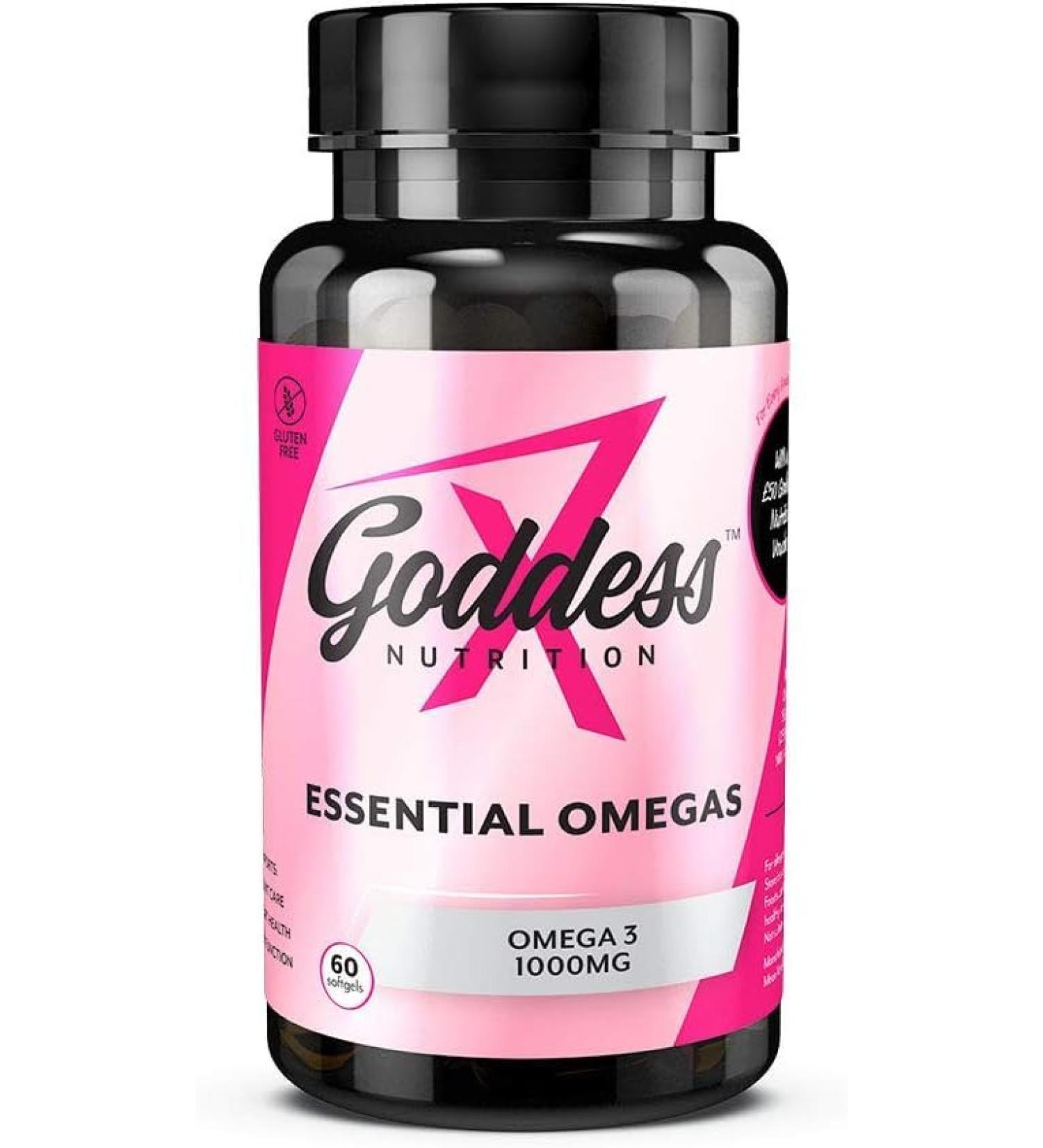 GODDESS NUTRITION Omega 3 Fish Oil 1000 mg 60 Softgels - Heart Brain & Joint Support - Gluten-Free - Women's Wellness - Buy Online on GoSupps.com