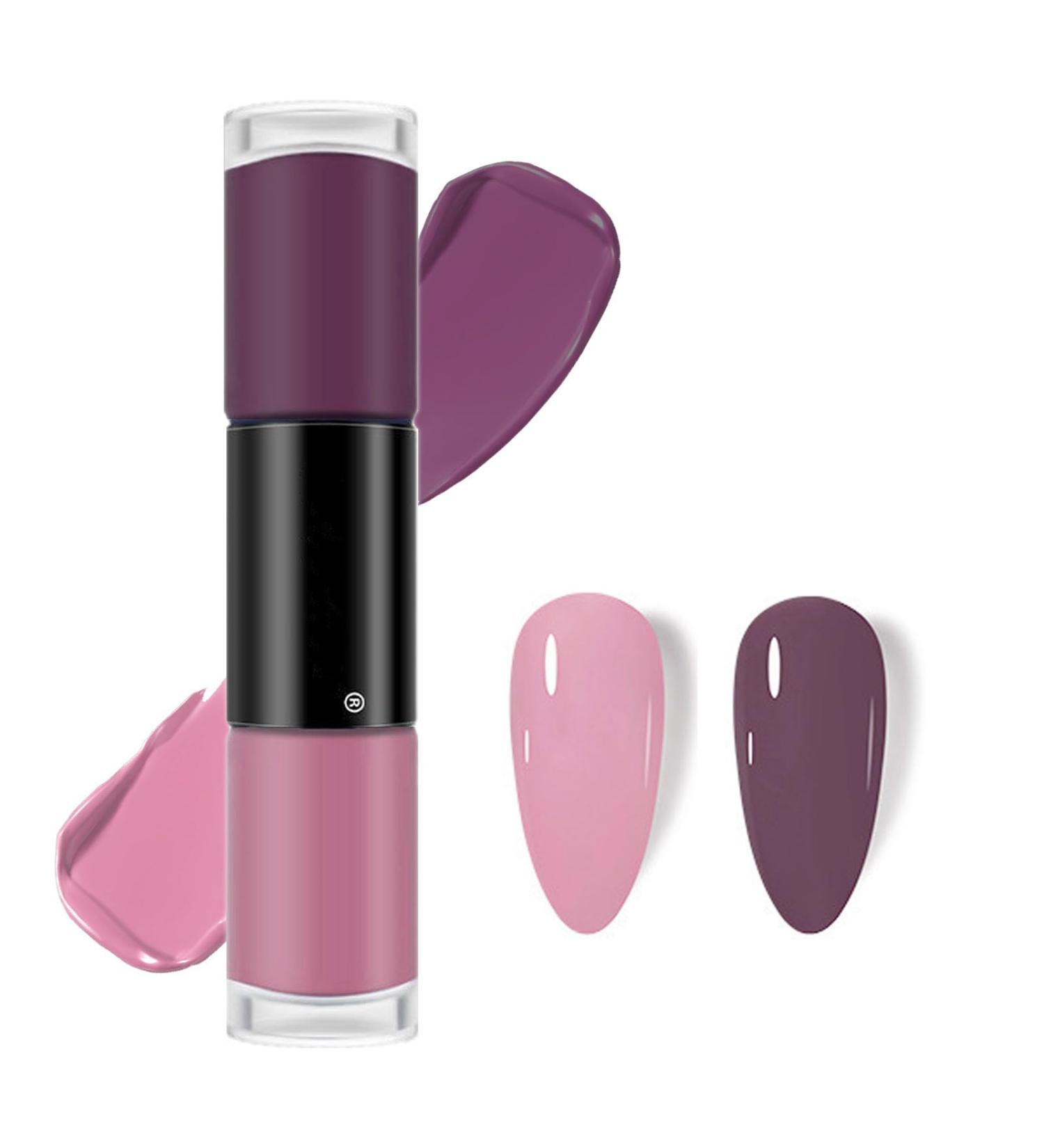 Pink Nail Polish Set Nude Quick Dry Nail Polish Long Lasting Nail Varnish 2 in 1 Gray Pink & Purple Nail Polish Kit No UV Need Natural Classic Nail Polish DIY Nail Art Manicure Gift for Women - Buy Online on GoSupps.com