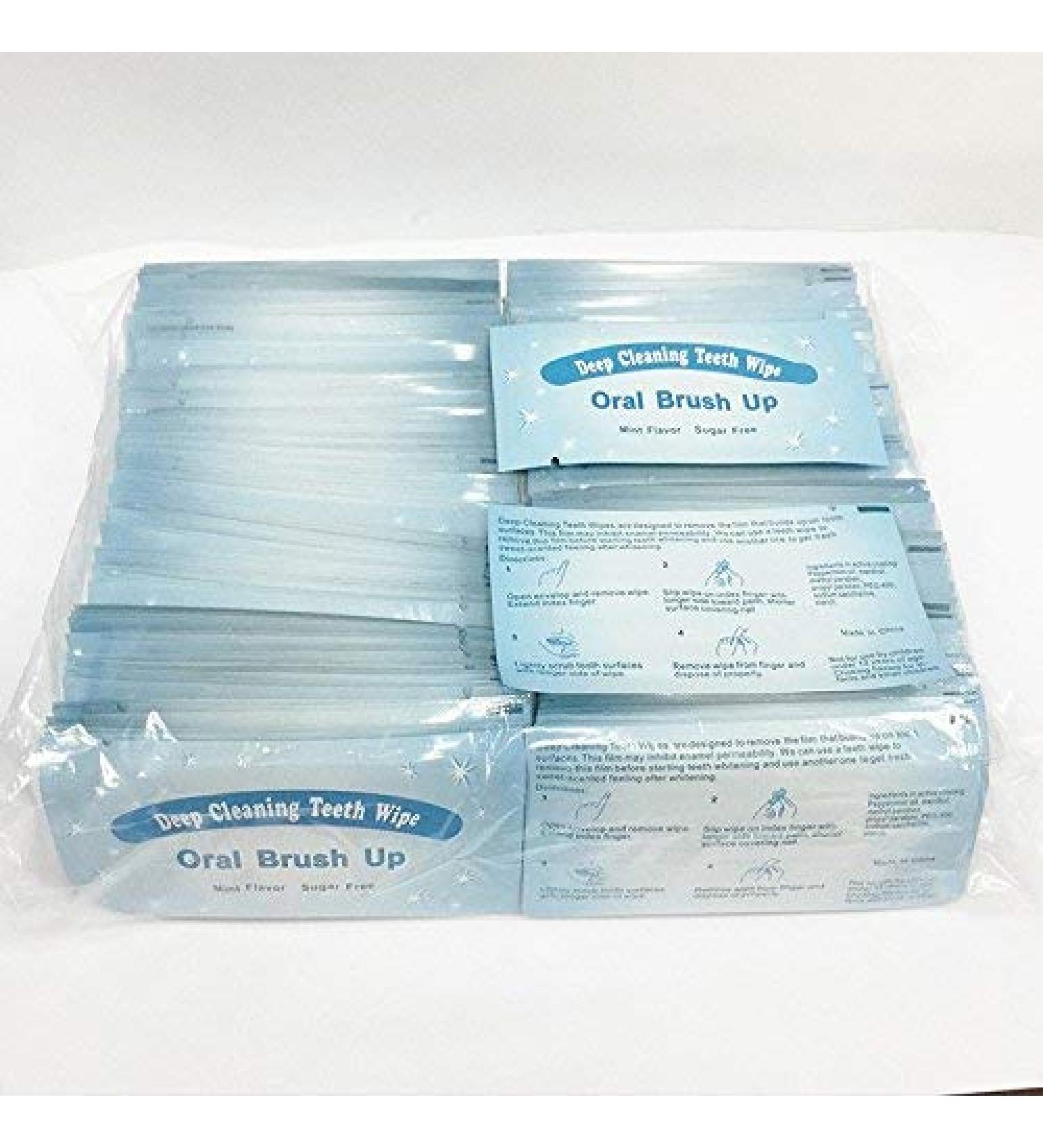Mint Textured Finger Teeth Wipes Brush Ups - Pack of 100 - Dental Clean Pre/Post Whitening - Buy Online on GoSupps.com