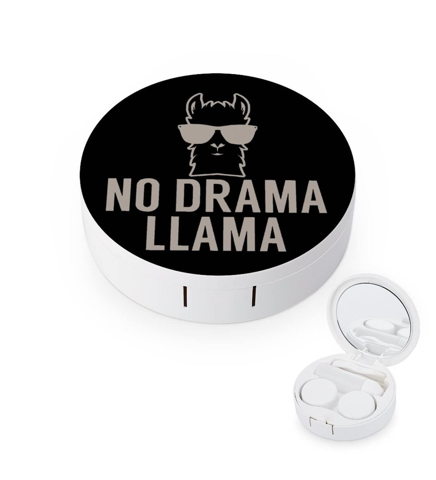 No Drama Llama Round Case For Contact Lens Kit Storage Box with Mirror Printed - Buy Online on GoSupps.com