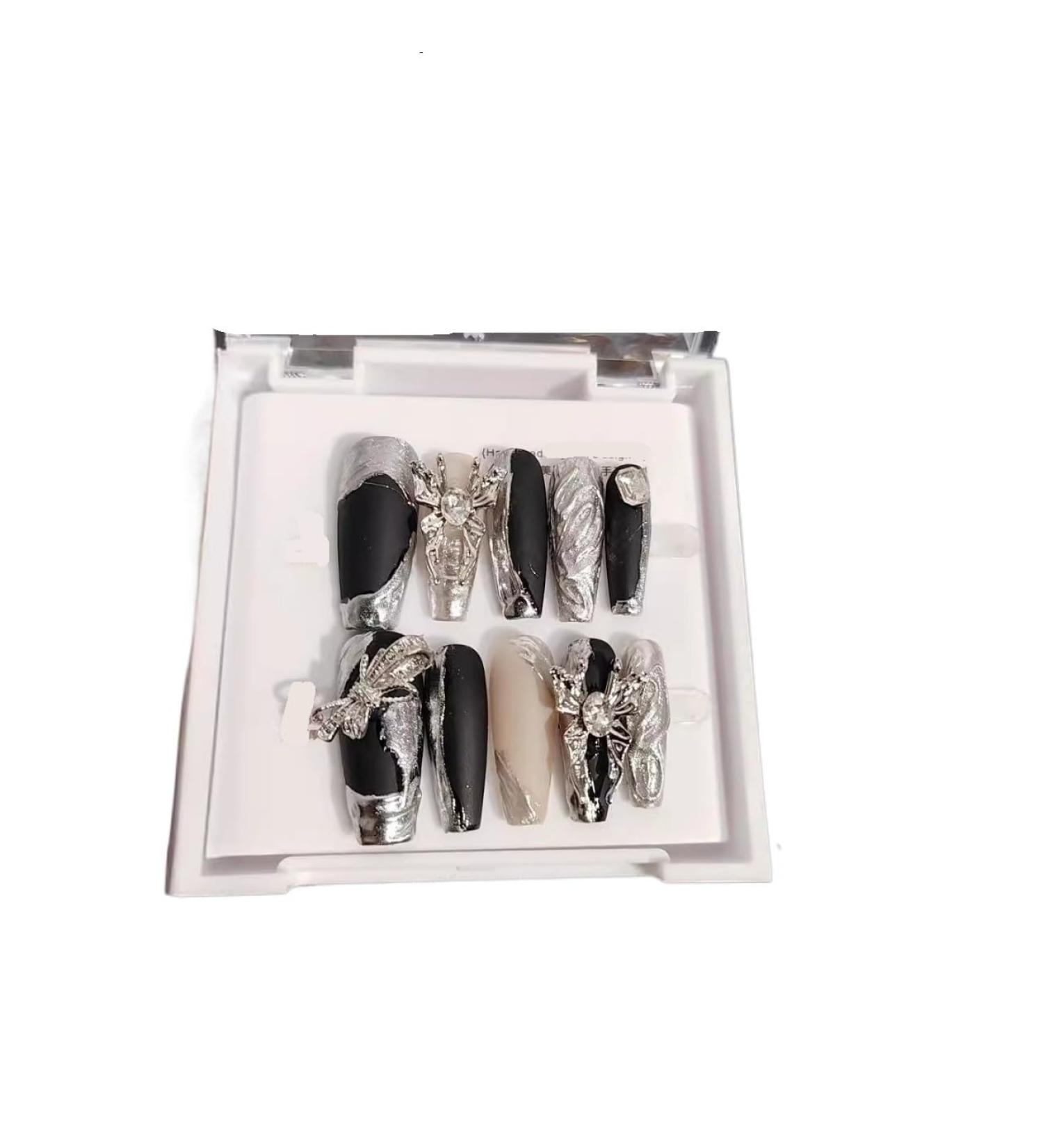 Handmade Nail Wearing Three-dimensional Relief Butterfly Elongated Nail Shape Detachable Fake Finger(Size:XS)