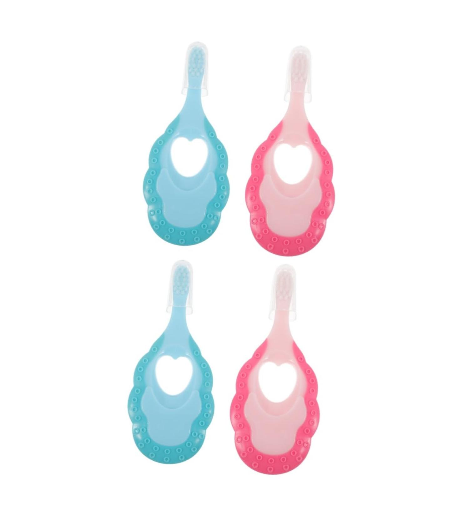 Minkissy Newborn Toothbrush Set - 4pcs Baby Toothbrushes & Teething Toys | Gentle Massagers for Infants - Buy Online on GoSupps.com