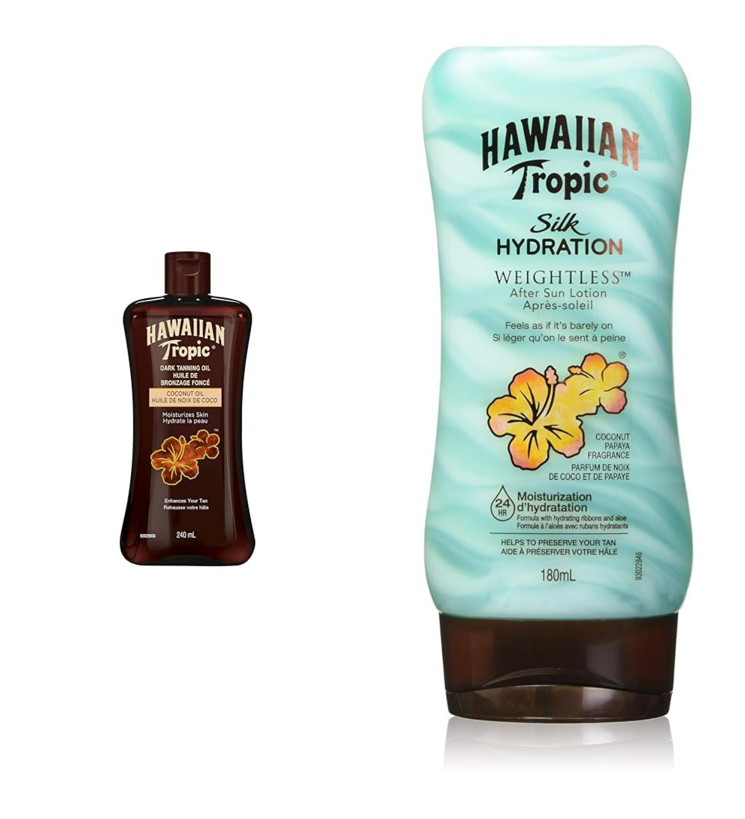 Hawaiian Tropic Moisturizing Dark Tanning Oil 240ml & Silk Hydration Weightless After Sun Lotion 180 Milliliters - Buy Online on GoSupps.com