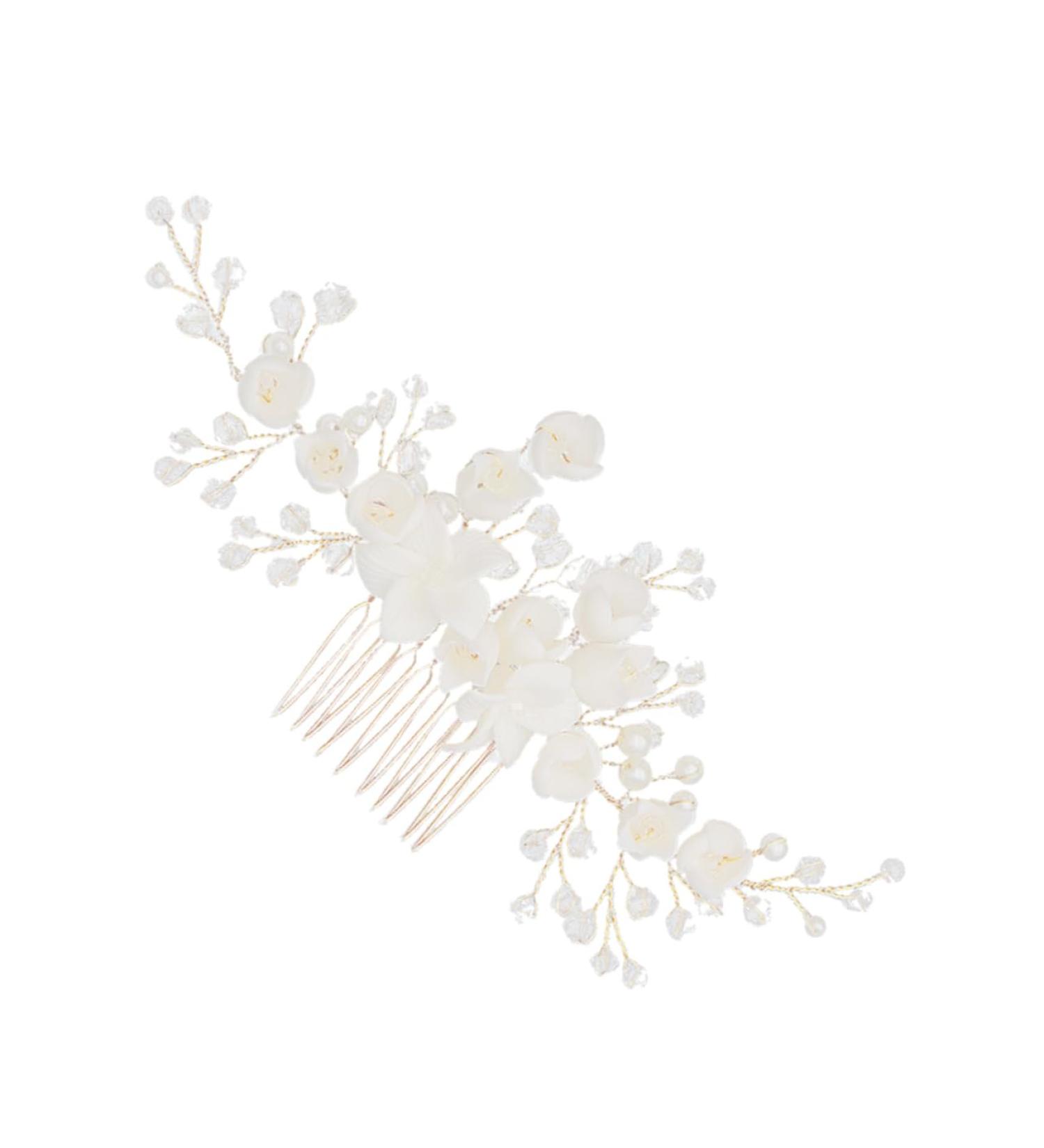 DOITOOL Headpiece Headdress Headpuones Vintage Hair Comb Golden Hair Comb Tiara The Flowers Polymer Clay Bridal Hair Comb Hair Comb for Bride Hanfu Headgear Hair Accessories - Buy Online on GoSupps.com