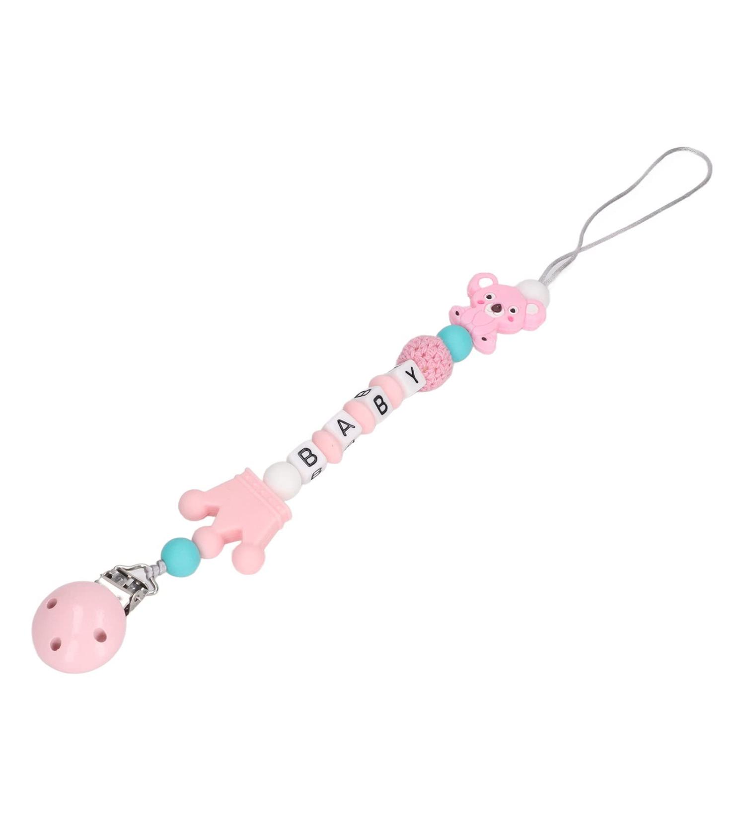 Safe Silicone Baby Clip Holder Toy - Washable Shower Gift for Babies (Pink) - Buy Online on GoSupps.com