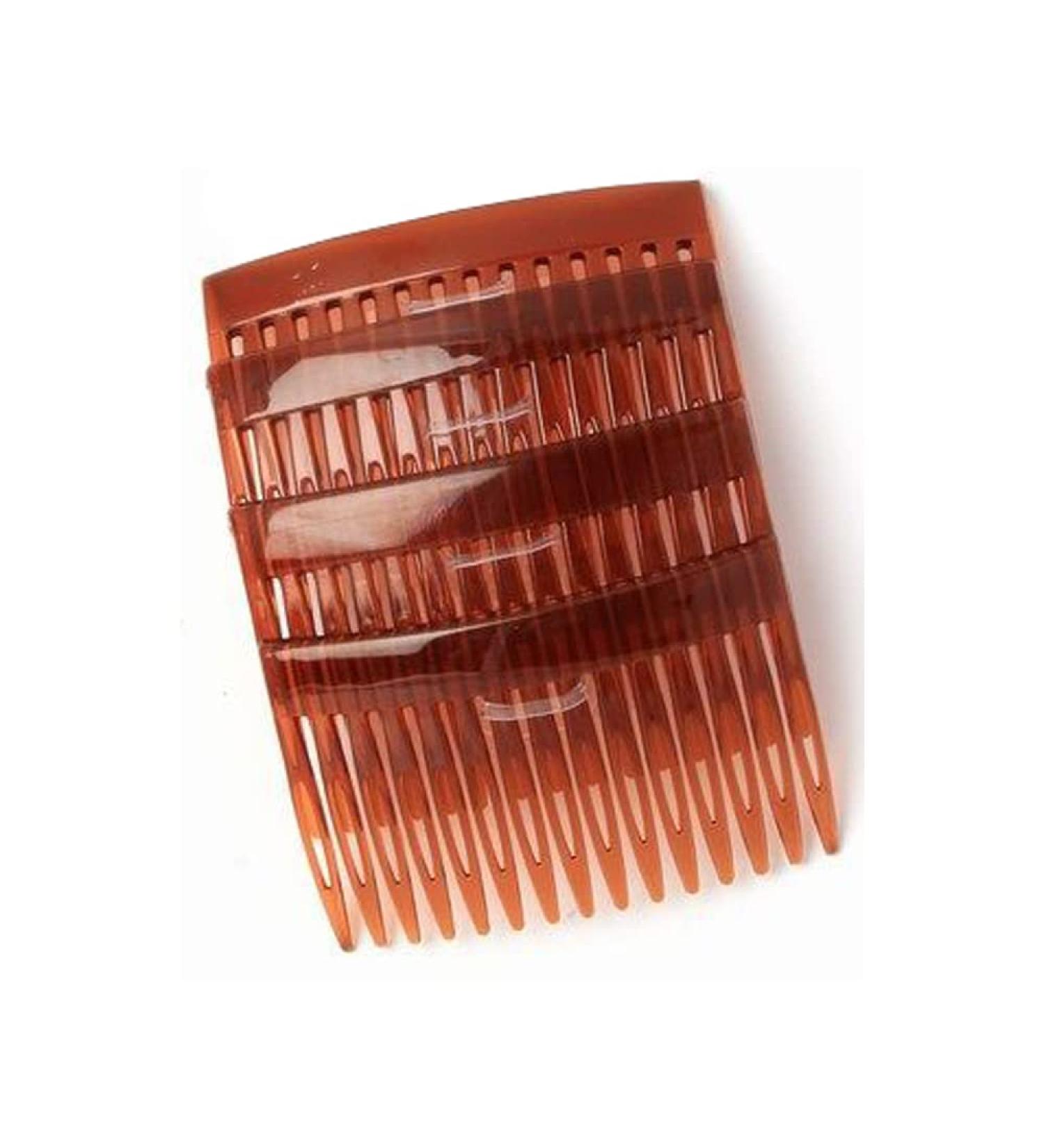 HD Novelty Set of 4 7cm Tort Plain Hair Combs Slides - French Side Combs & Twist Comb Hair Clips for Girls Women - Brown - Buy Online on GoSupps.com