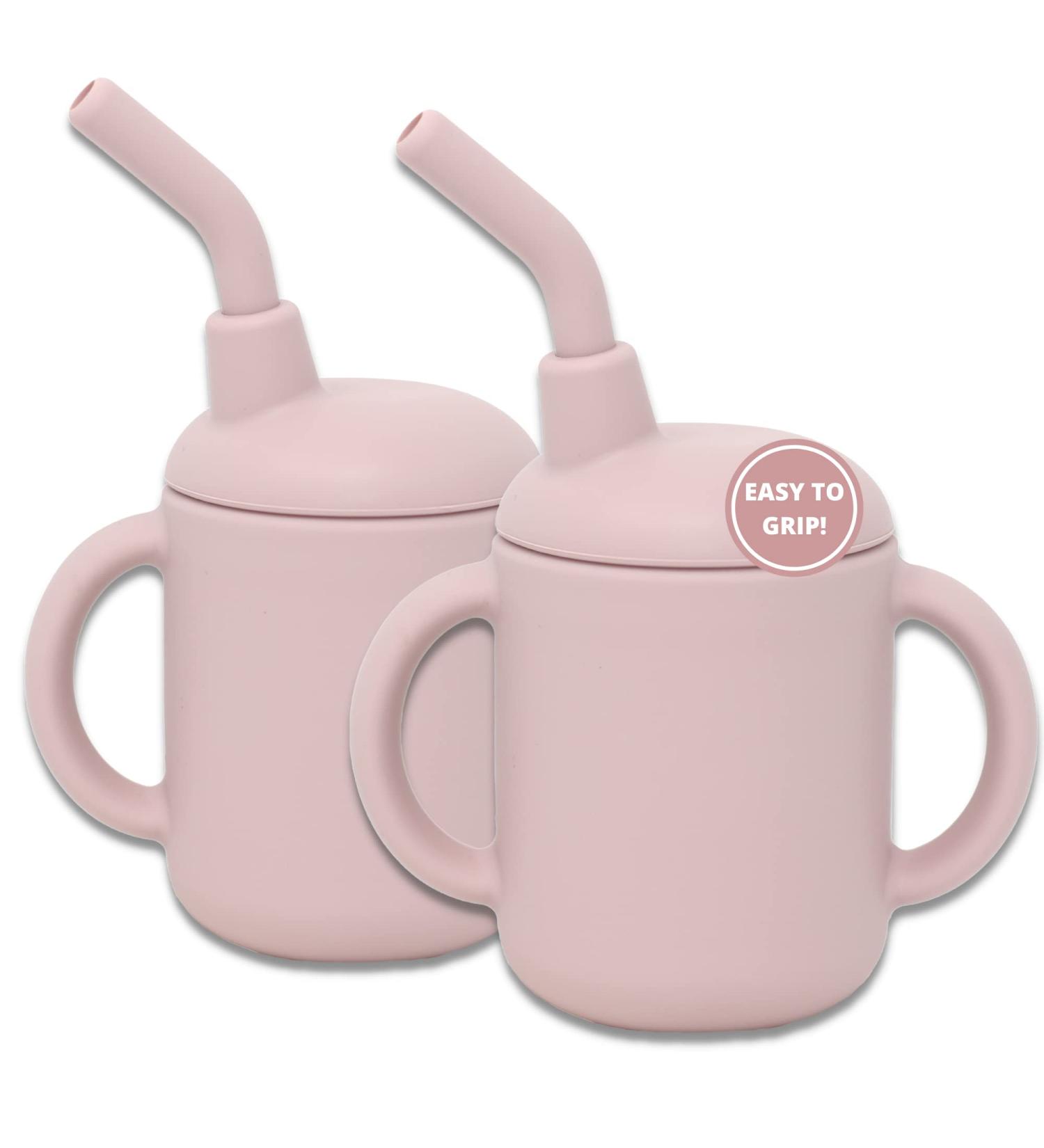 LoveyLu Silicone Sippy Cup with Straw - Spill Proof Toddler Cup 2 Pack (Blush) - Buy Online on GoSupps.com