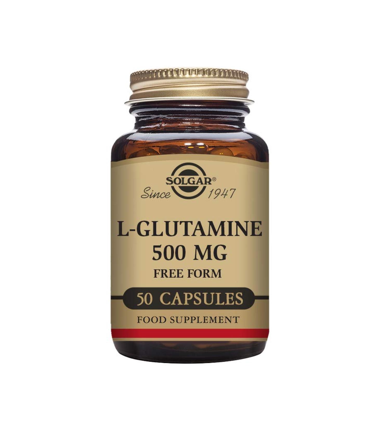Solgar L-Glutamine 500 mg Vegetable Capsules - Pack of 50 - Fuel For Muscles - Supports An Active Healthy Lifestyle - Vegan and Gluten Free 1 count (Pack of 50) - Buy Online on GoSupps.com