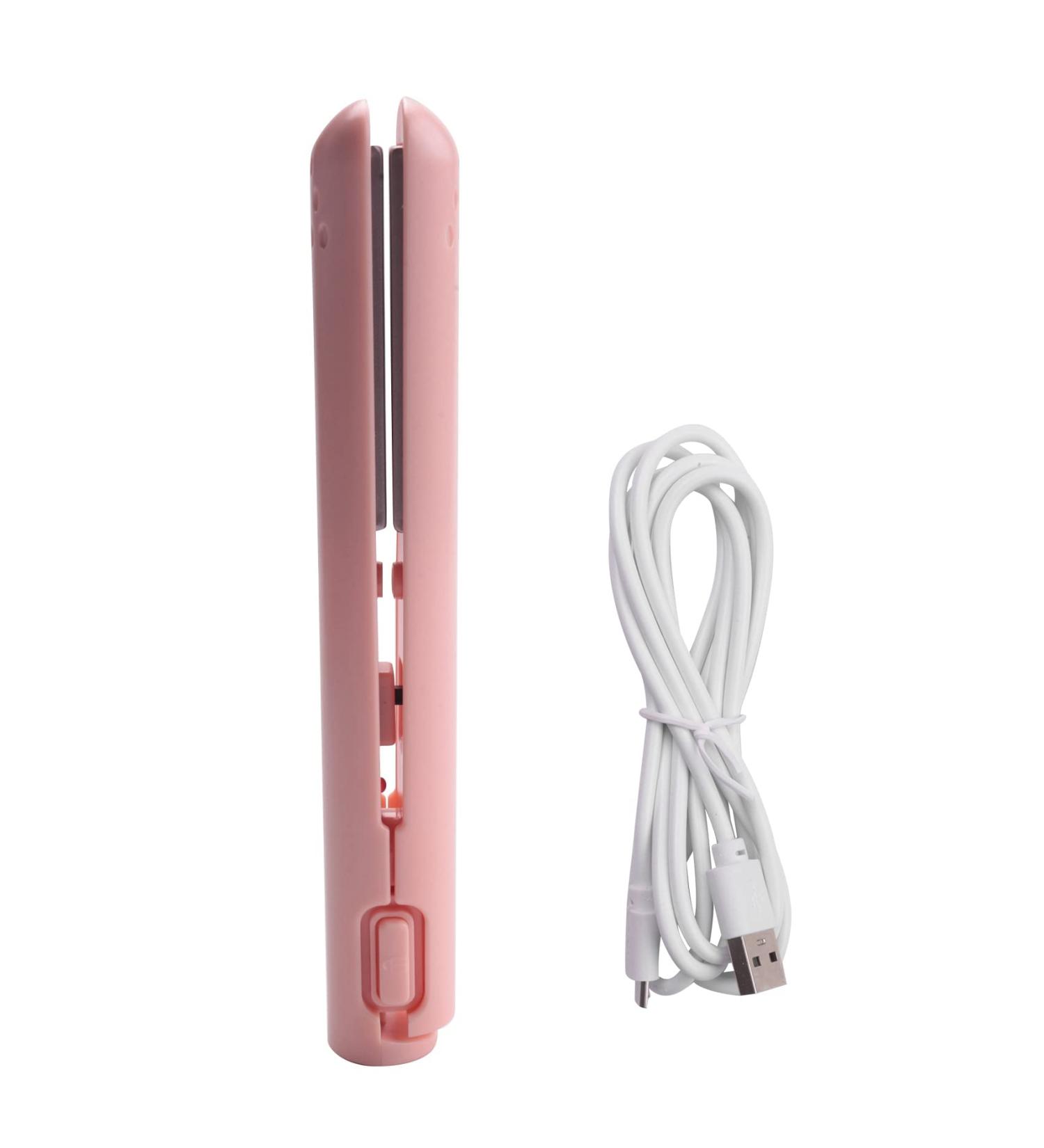 USB Mini Portable Hair Straightener - Dual-Use Curling Iron for Students - Stylish Pink - Buy Online on GoSupps.com