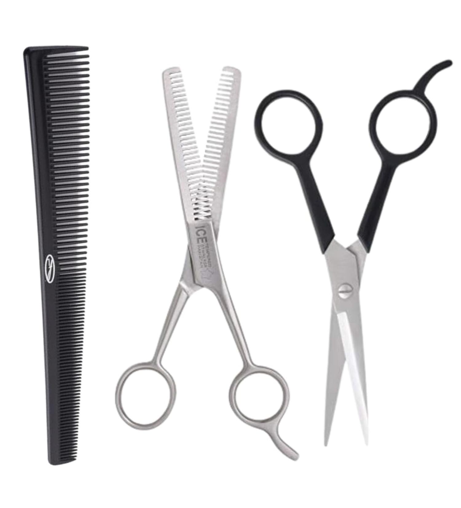 Barber Kit Set: Fine Lines Barber Comb and Scissors Set for Haircutting - Buy Online on GoSupps.com